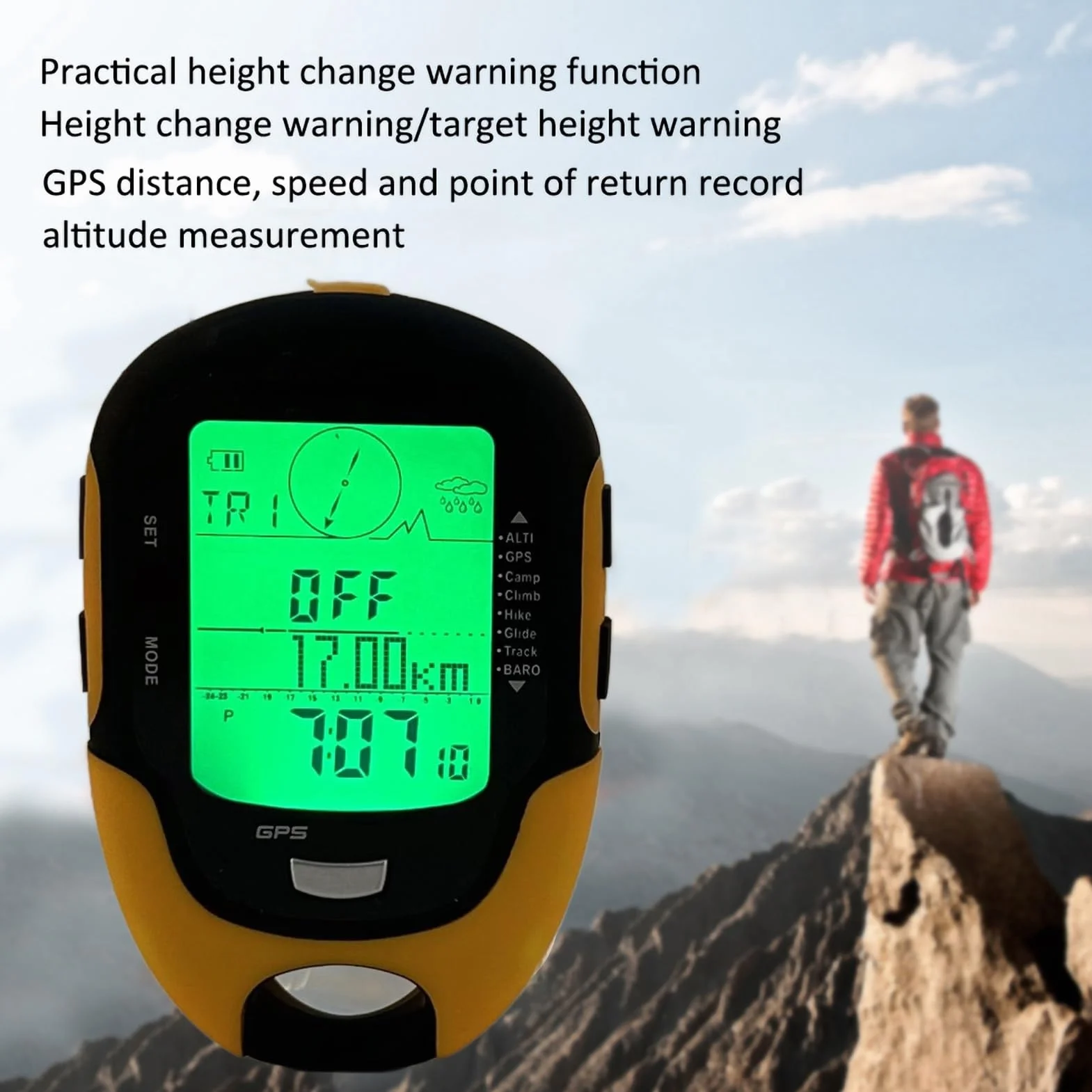 Altimètre GPS Multifonctionnel FR510 Altimètre de Navigation GPS Extérieur Compas Instrument de Mesure de l'Humidité de la Température