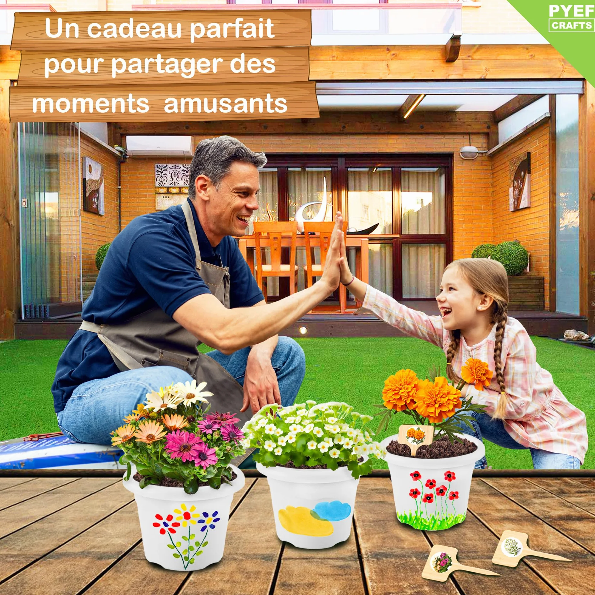 Kit Jardinage Enfant - Set Jardinage & Plantation pour Peindre Fleurs - Jardiniere Potager Gamin