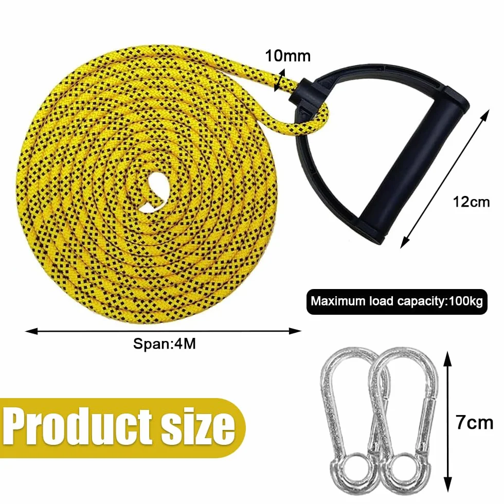 Corde de Luge, Corde de Traîneau avec Poignée 400cm Corde d'escalade Corde D'évacuation Corde de Traction pour Luge Solide et Durable Accessoire de Luge pour Tirer des Traîneaux