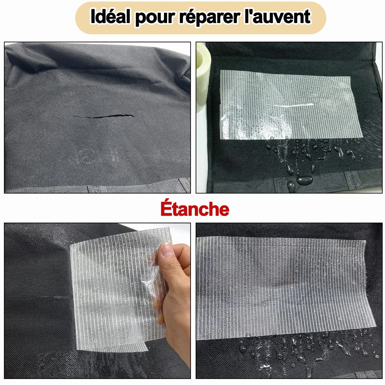Ruban de réparation d'auvent de camping-car de 12cm×12m, tente, couverture de bateau, ruban de réparation de toile, ruban de réparation étanche
