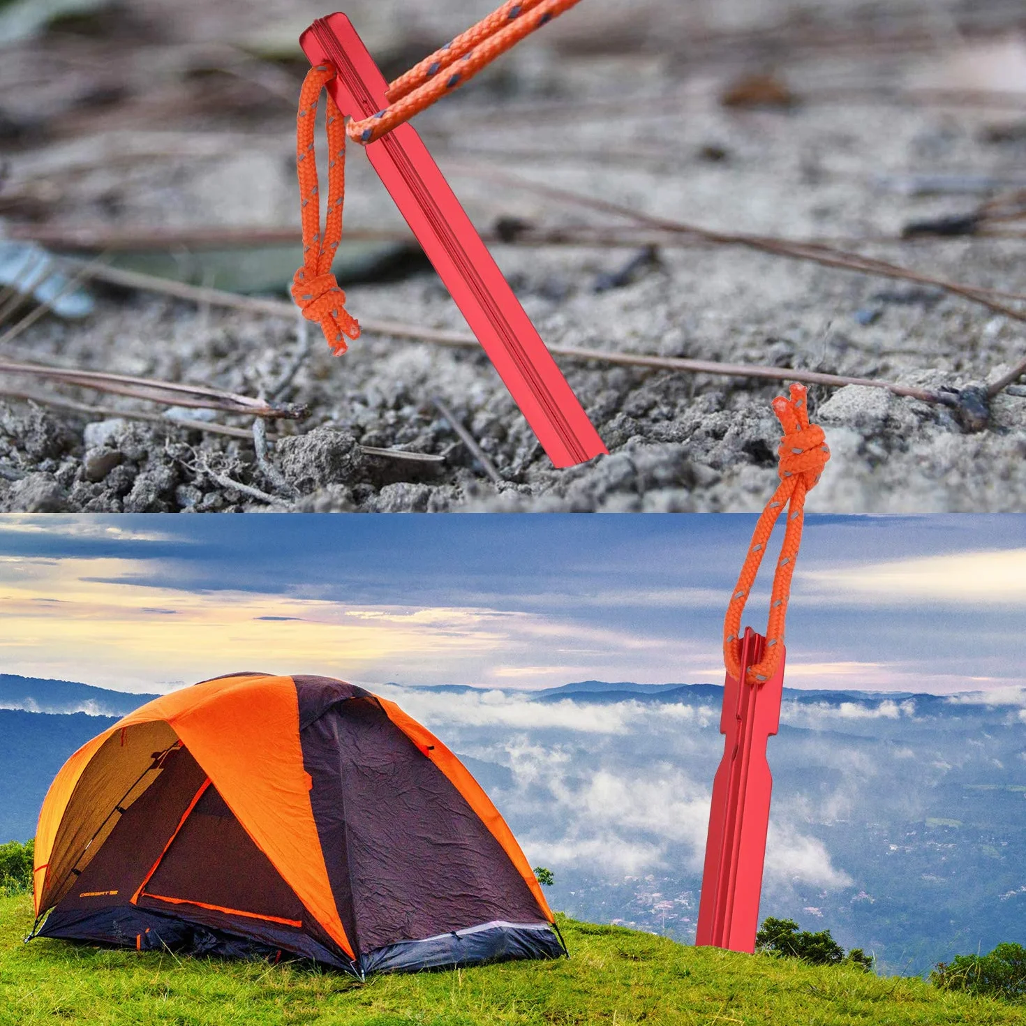 Piquets Tente, Sardines Tente Camping 18 cm avec Pochette de Rangement, Lot de 12