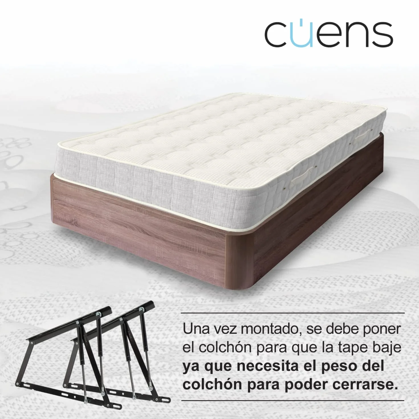 Cuens Jeu de 2 charnières à double piston pour lit coffre 180 cm avec amortisseurs