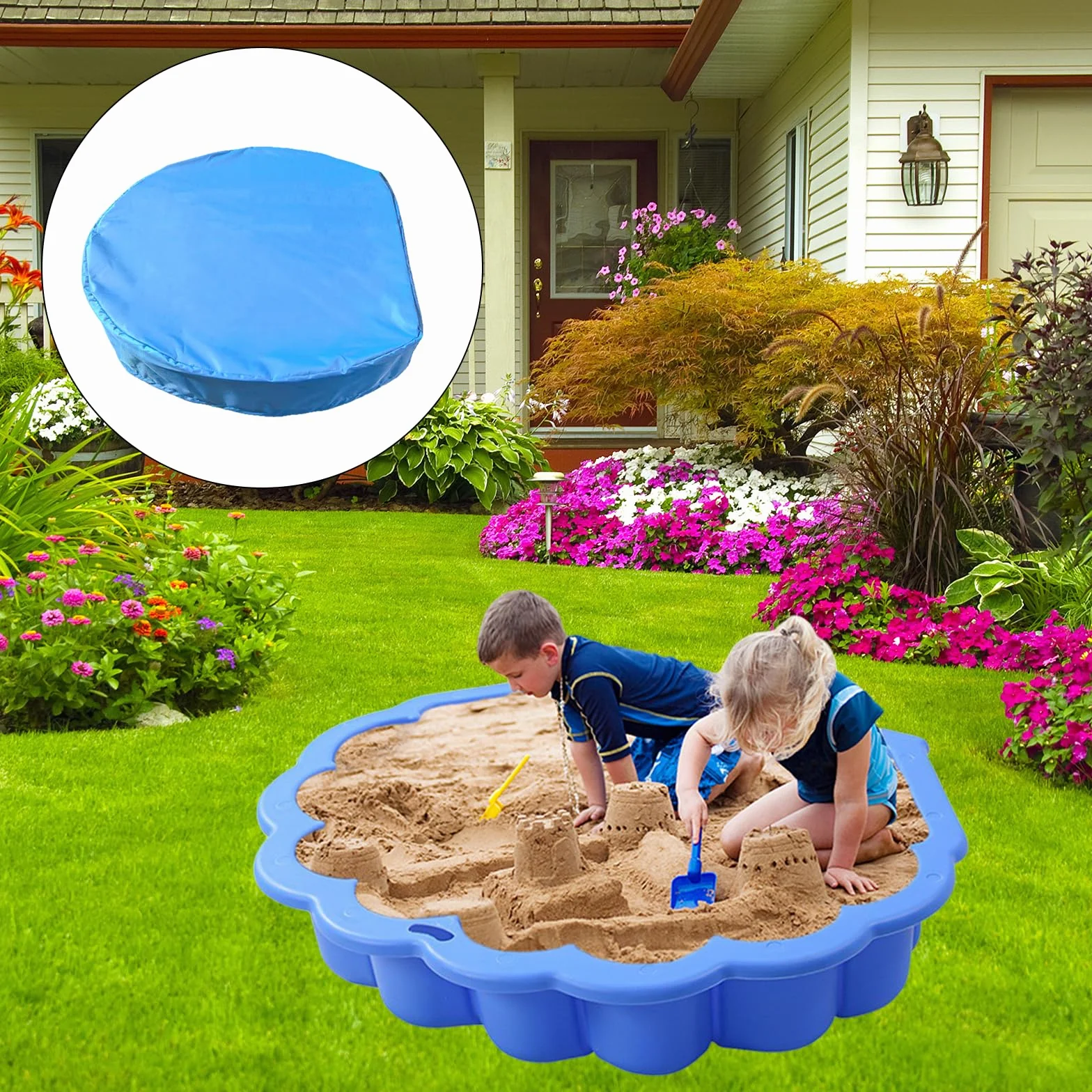 Bâche Bac à Sable Imperméable Oxford avec Cordon de Serrage pour Jardin Extérieur
