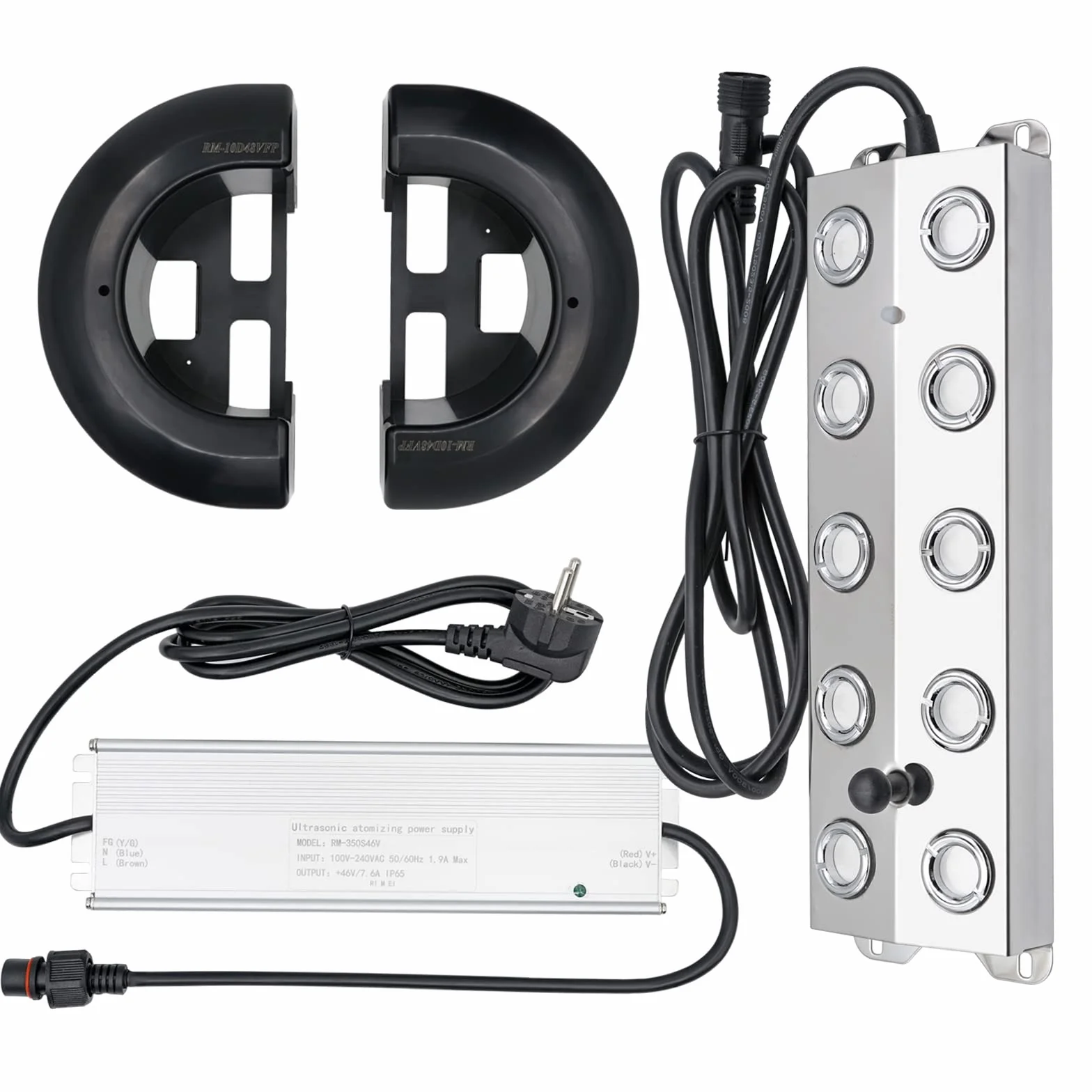 Fabricant de Brouillard 10 Têtes 7L/H 350W Nébuliseur Ultrasons Brumisateur Générateur de Brouillard pour Fontaine Étang Aquarium Jardin Halloween