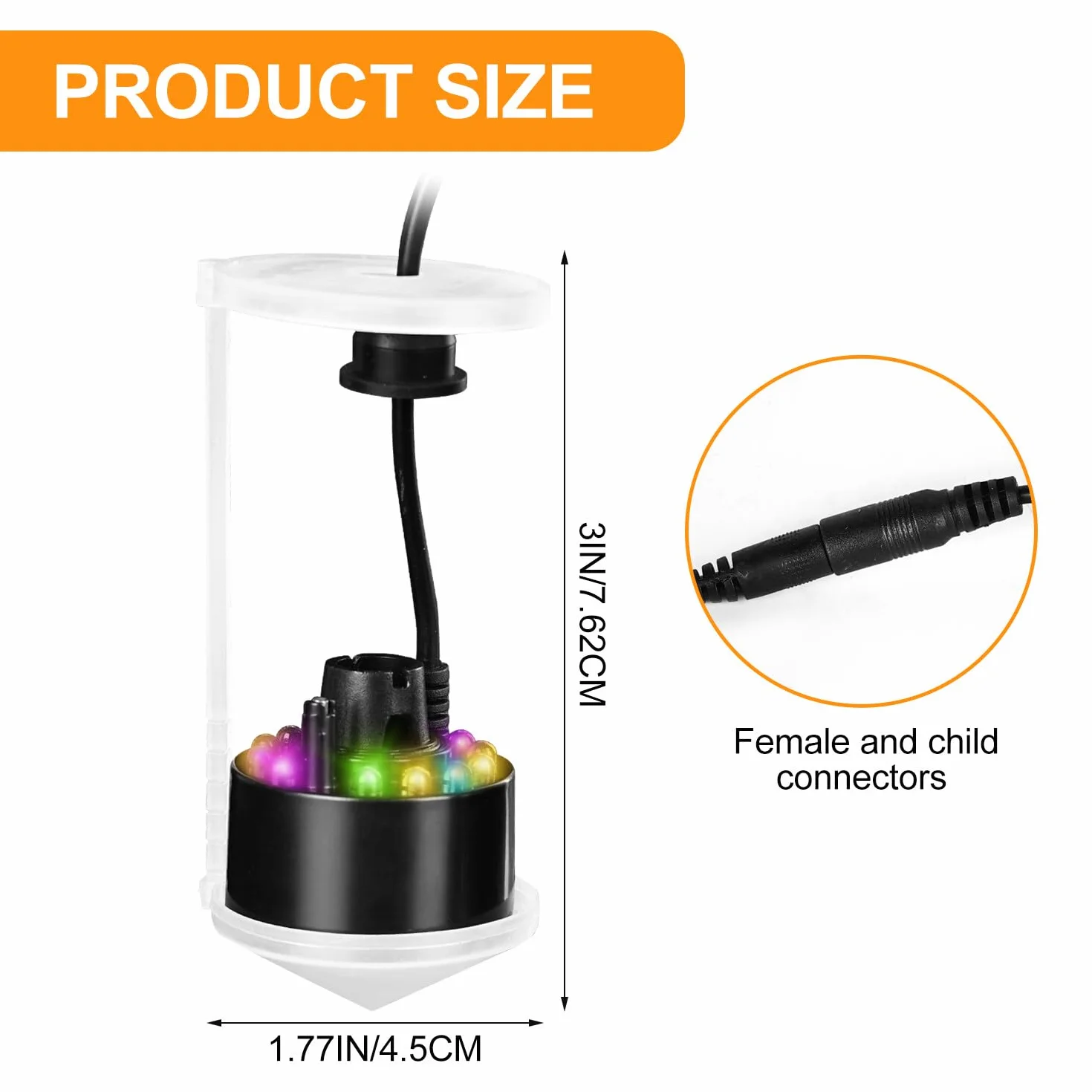 Nébuliseur à ultrasons 12 LED avec protection anti-éclaboussures pour fontaine étang