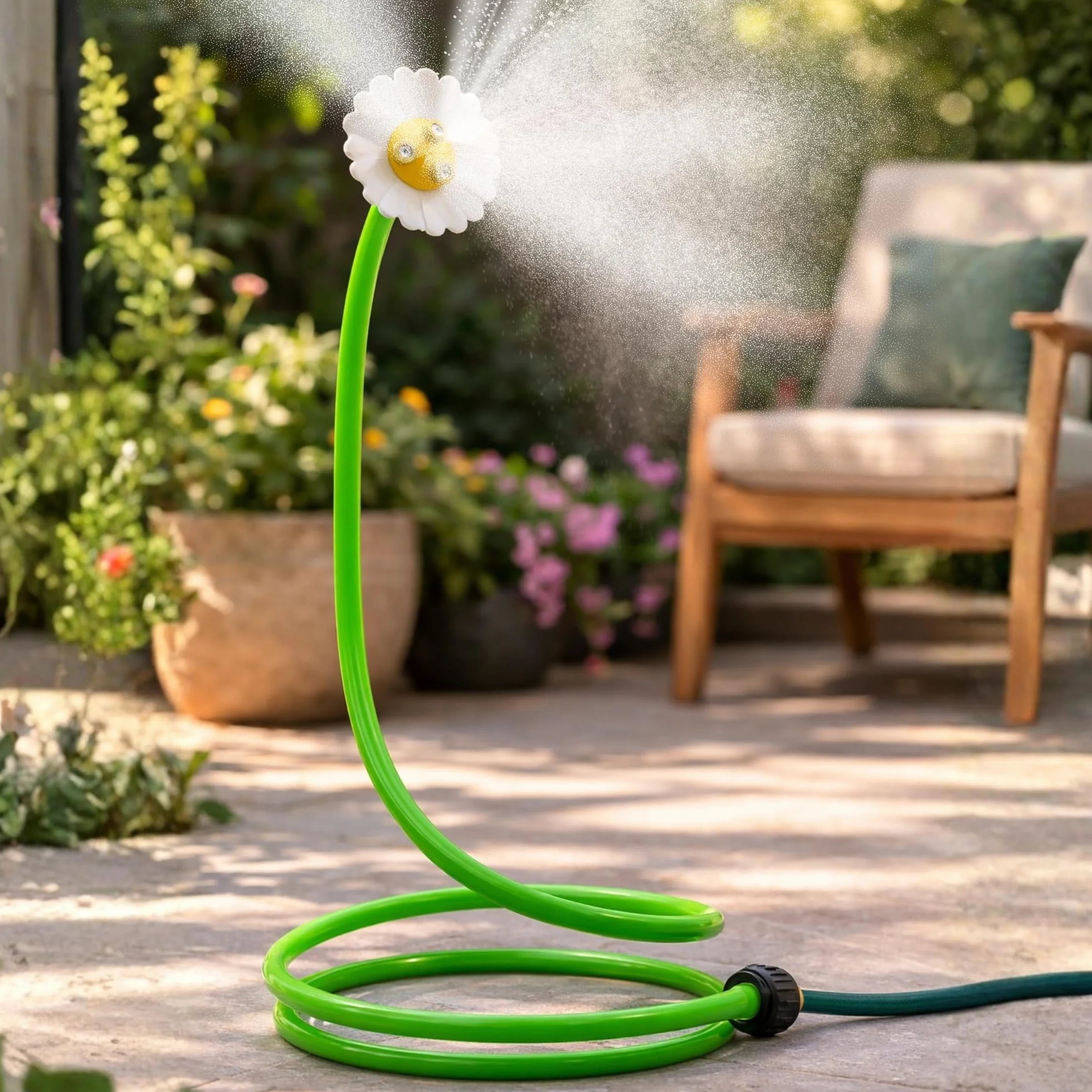 O’FRESH Brumisateur Terrasse Extérieur Marguerite Tête Brumisation 3 Buses Ultra Fines 2 mètres Rafraîchissement Jardin Conçu France