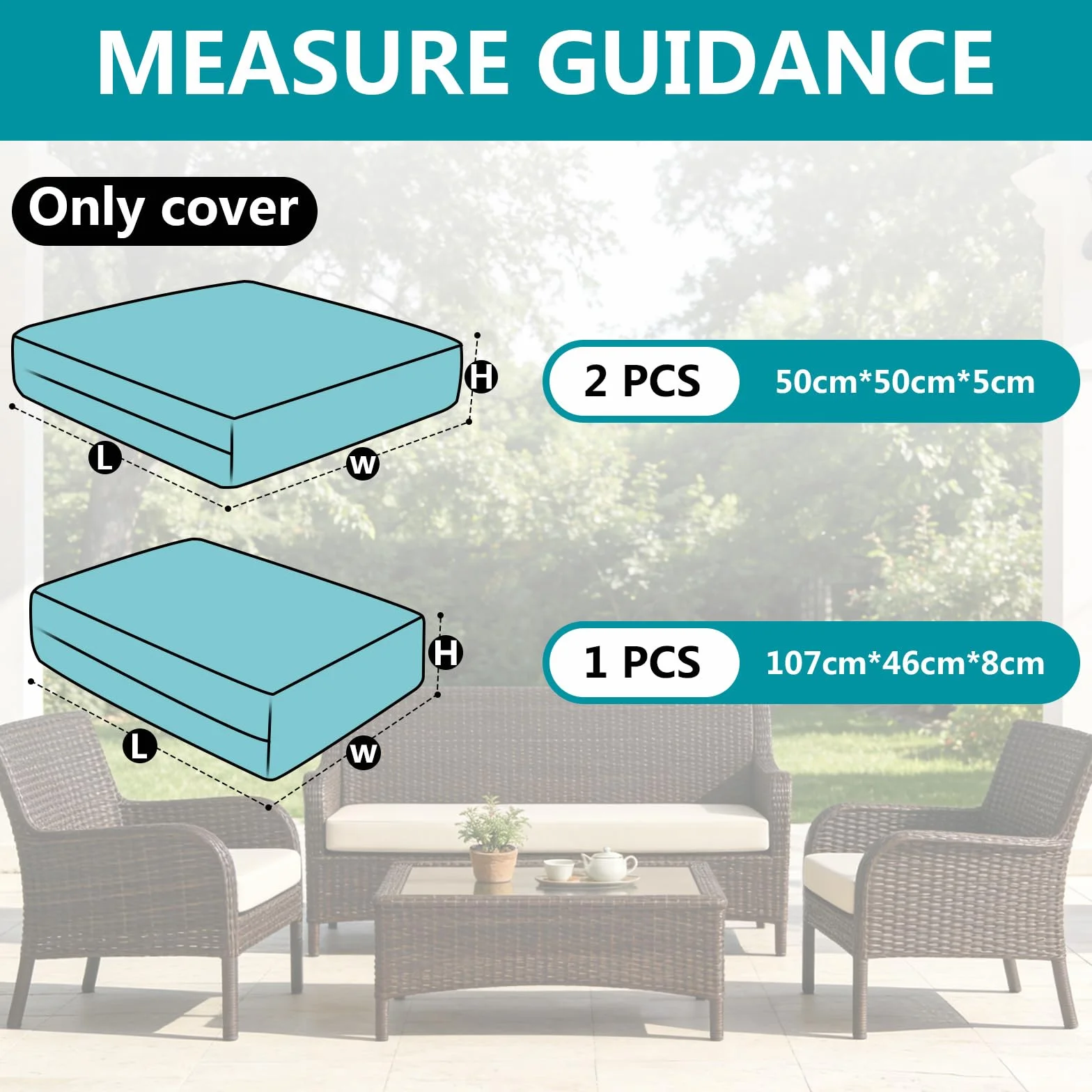 Housse Coussin Jardin Exterieur Impermeable Lot de 3 50x50x5cm 107x46x8cm Gris Clair