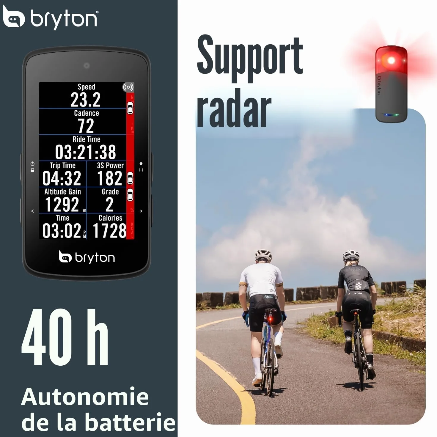 Bryton Rider 750SE Ordinateur de vélo GPS à écran Tactile Couleur LCD 2,8", Carte UE Hors Ligne, Compatible avec Le Radar de vélo, 40 Heures d'autonomie, Navigation avec trajectoire Courbe par Virage