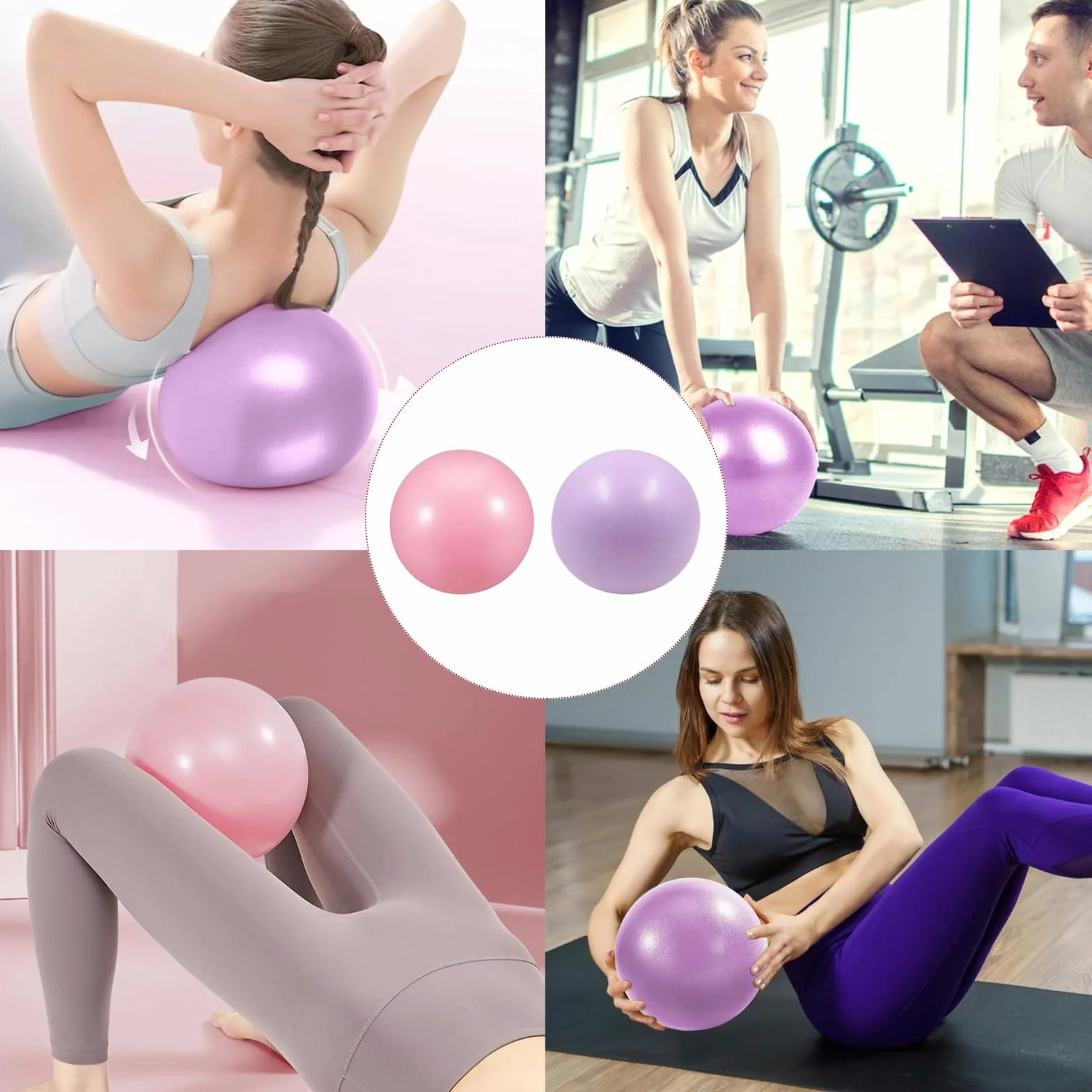 2 Pièces Ballon Pilates 25 cm,Balle Fitness,Ballon Paille,Petit Pilates Ball Plastique,Swiss Ball de Gym Yoga Grossesse Siege Bureau,Formation de Base、Thérapie Physique & Améliorer l'équilibre