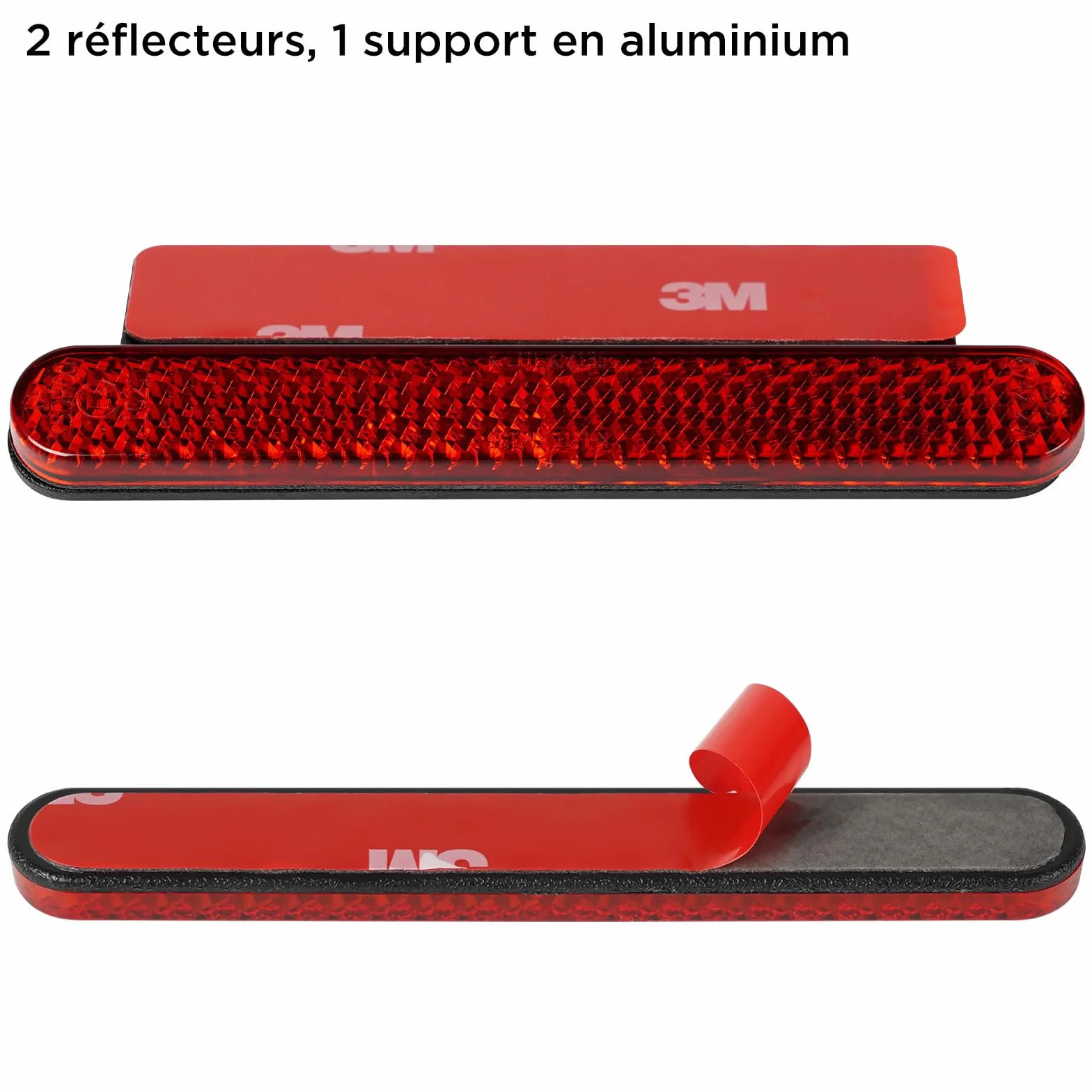 evermotor 2 Pièces Mini Catadioptres pour Moto 100 x 13 x 6 mm avec Support Autocollant en Aluminium de 150°, Homologués E4, Catadioptres Rouges Arrière pour Scooter, ATV, Vélo, Trottinette