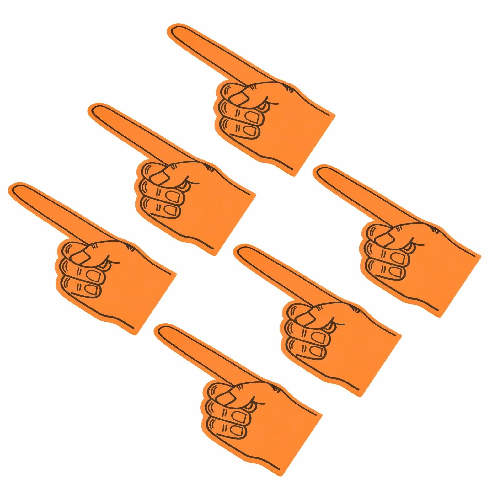 PATIKIL Géant Doigt en Mousse 18 Pouces, 6 Pack, Numéro 1 DIY, Orange Ligne Noire