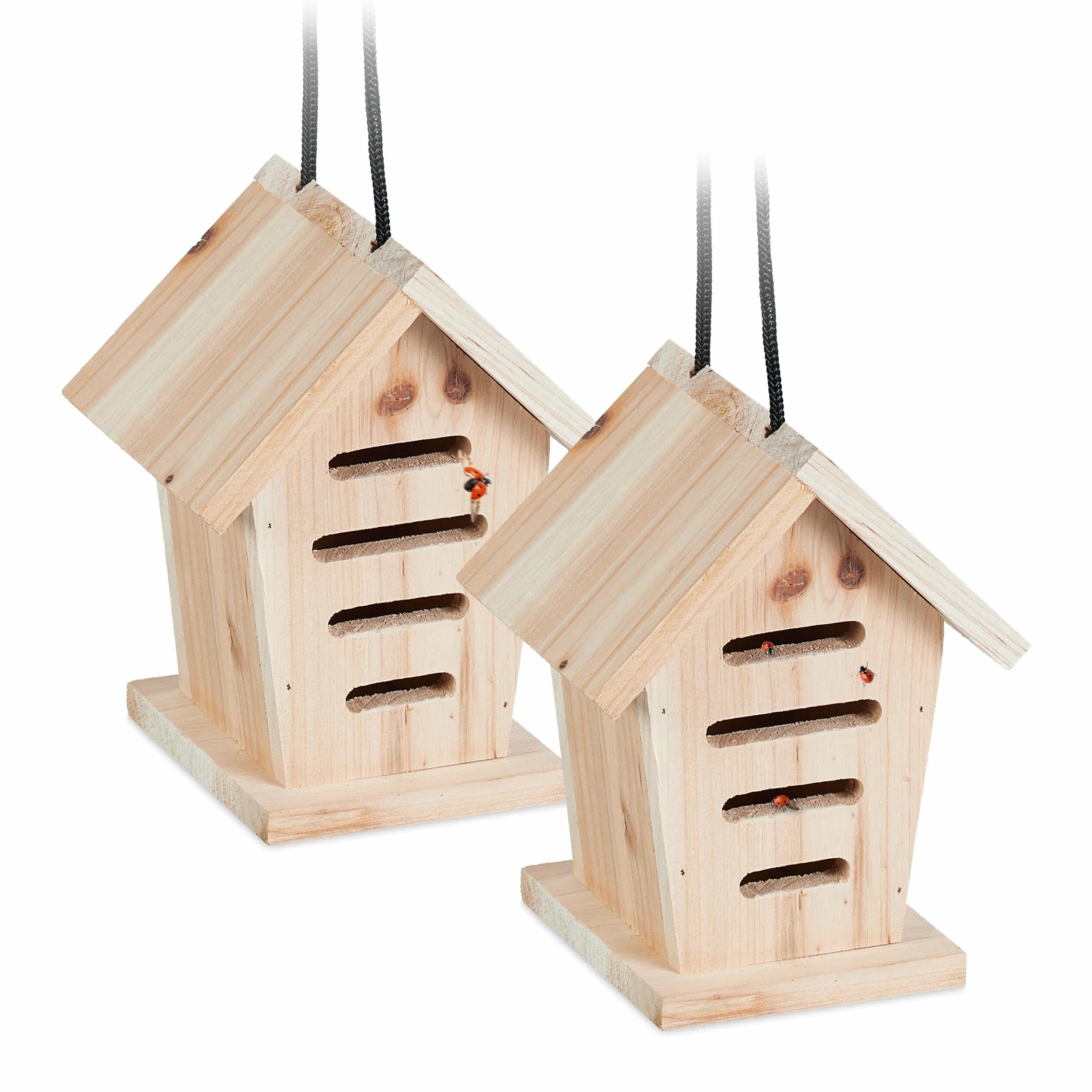 Relaxdays Hôtel à Insectes en Bois Non traité Lot de 2 pour Jardin