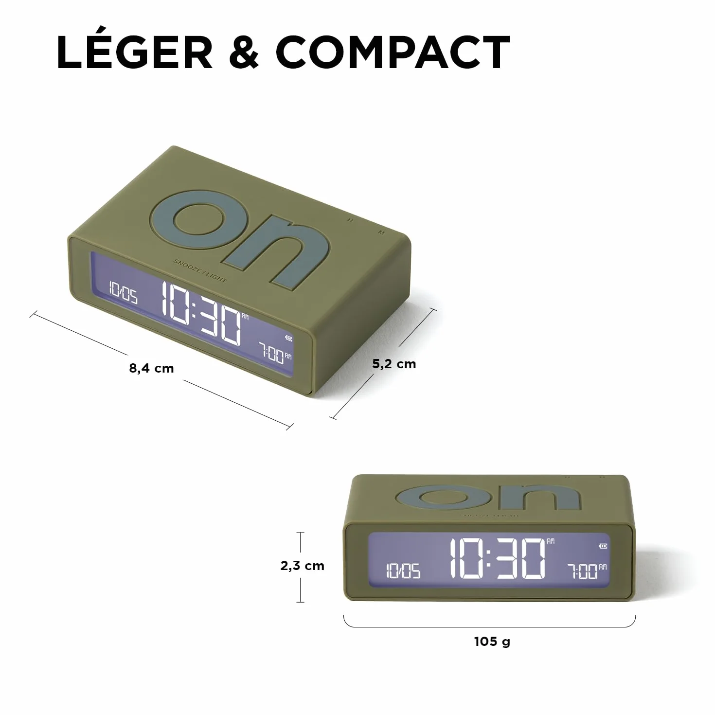 Lexon Flip Mini Réveil Matin Voyage, Horloge Numérique LED Réglable, Rechargeable Tactile - Or