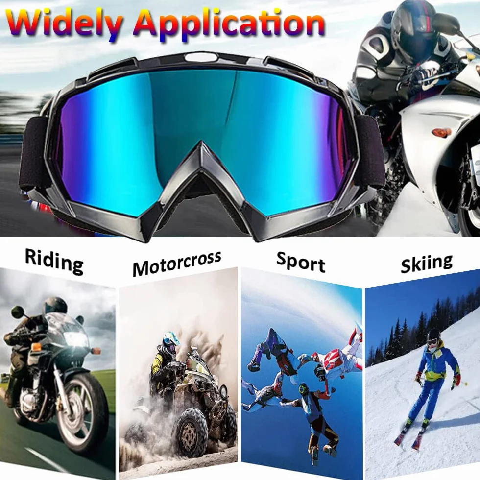 Lunettes de Moto Protection Motocross Ski VTT Vélo Soleil Coupe-vent Anti-poussière Équitation Cyclisme Orange