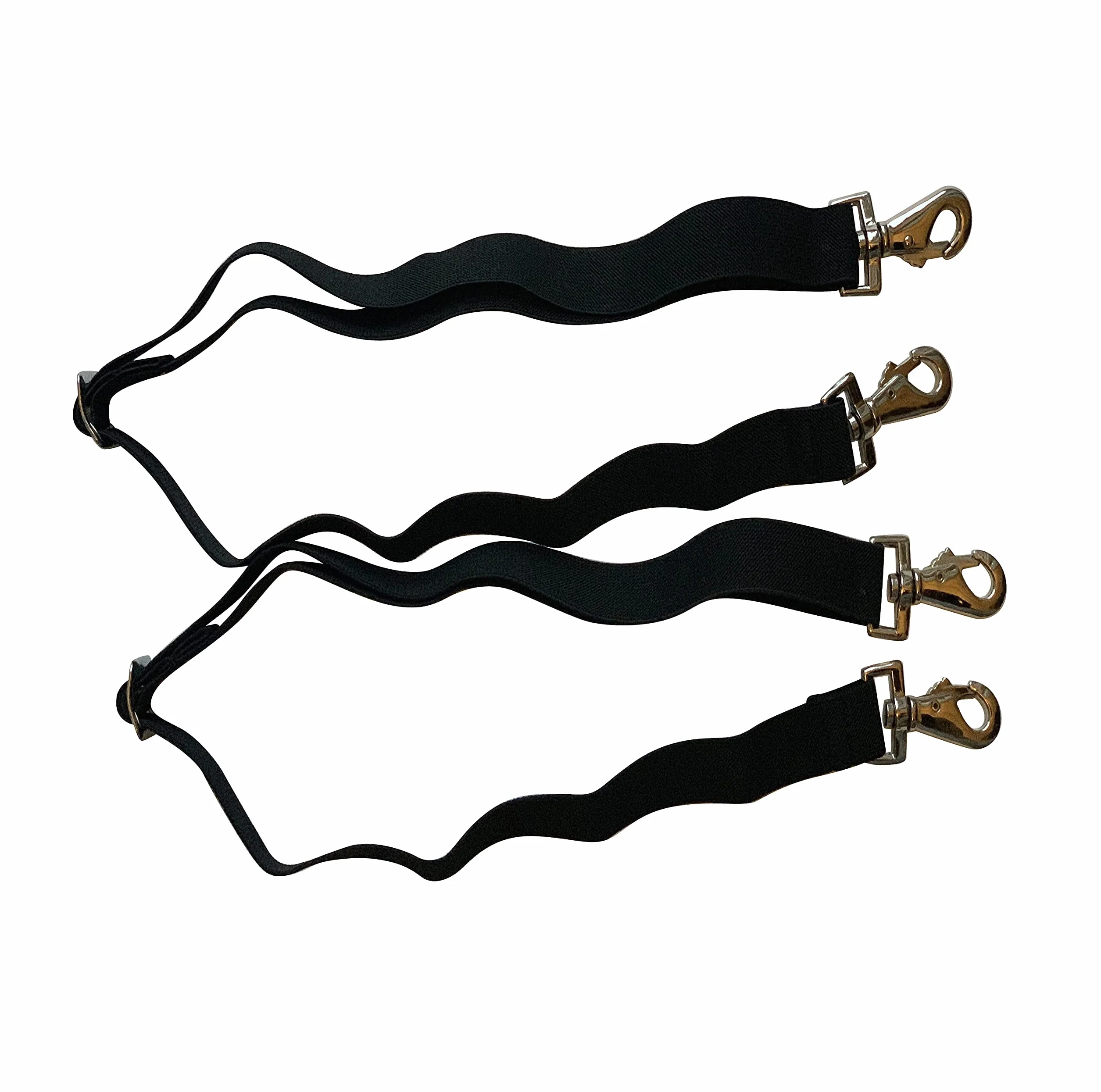 Majestic Ally Sangle de Jambe élastique de Remplacement pour Couverture de Cheval, Longueur réglable, avec Doubles Boutons-Pression pivotants, Noir, Paquet de 2