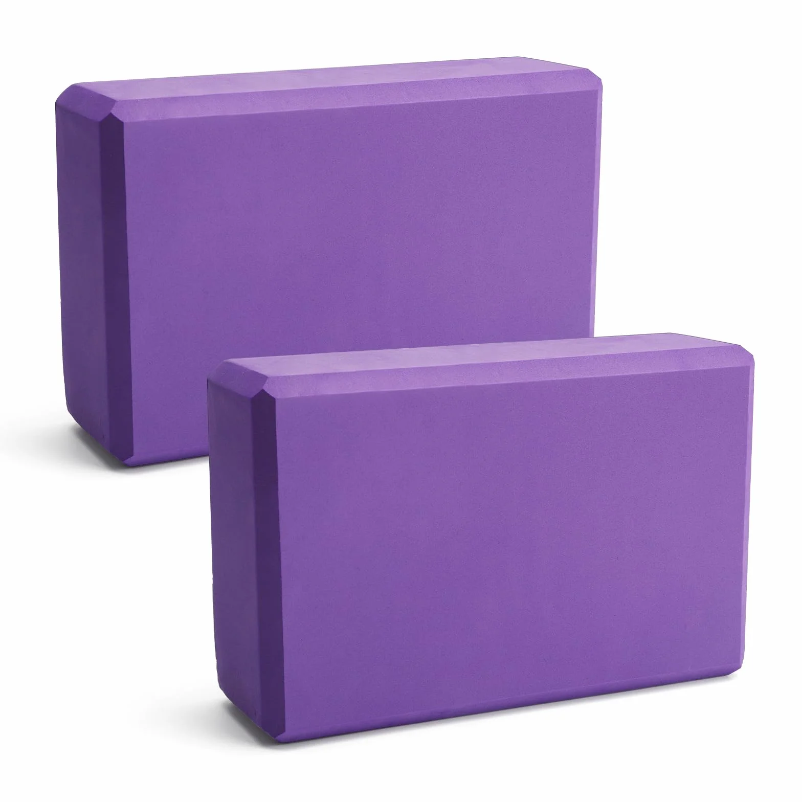 Lot de 2 blocs de yoga en mousse EVA haute densité, antidérapants, légers, adaptés pour le yoga, Pilates, fitness, unisexe (violet, 1)