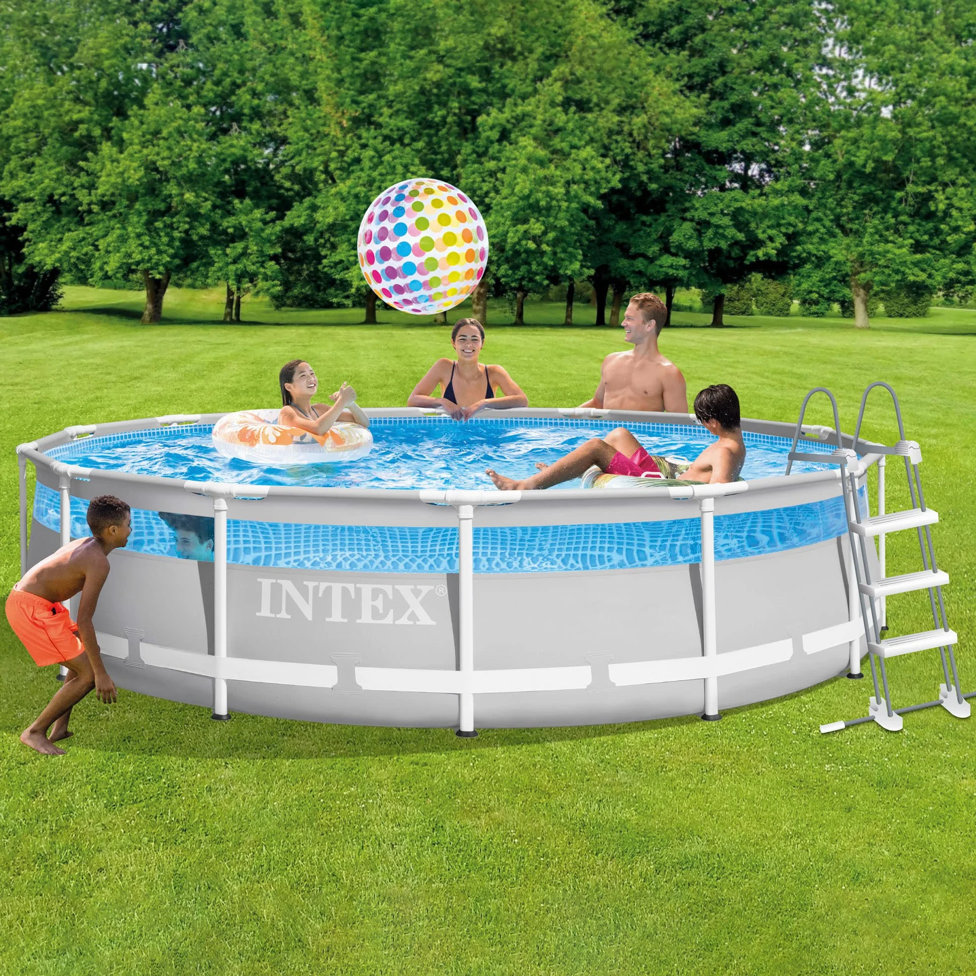 Intex Kit piscine tubulaire ronde Clearview 4,27 x 1,07m Gris