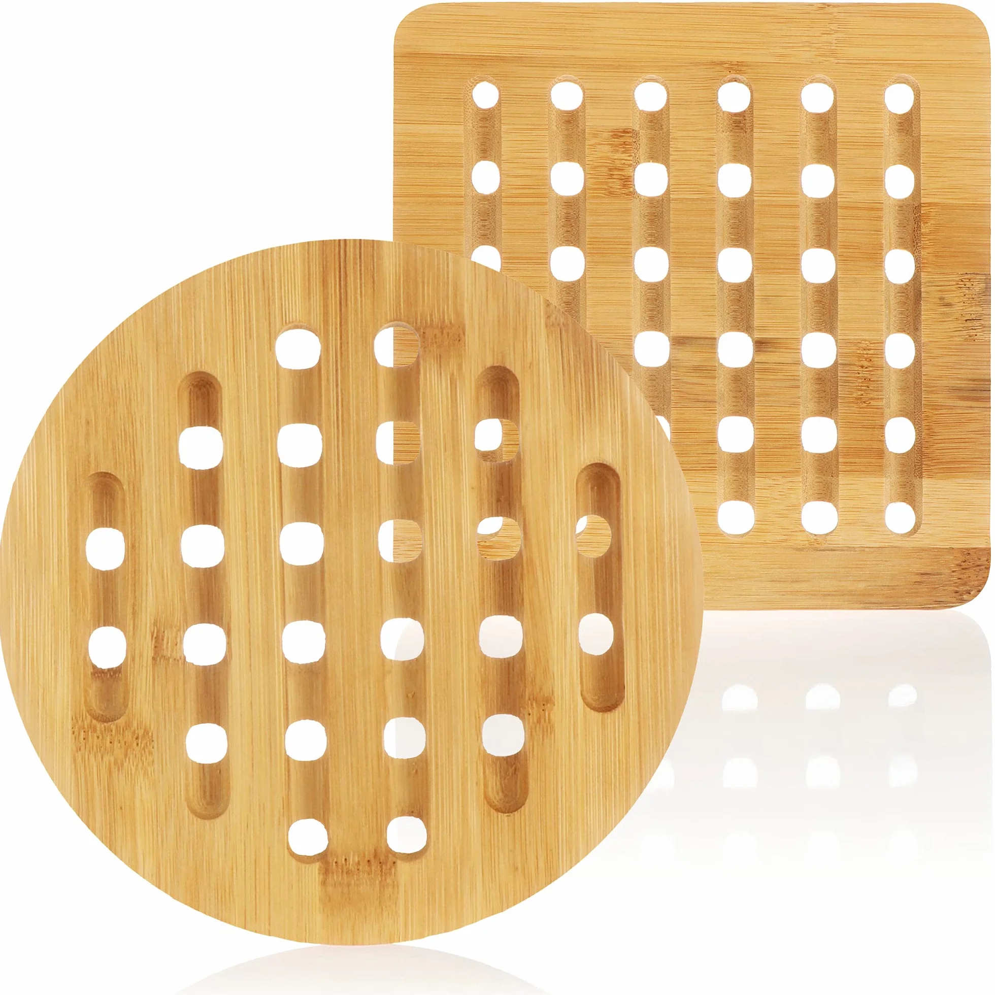 com-four® 2X Dessous de Plat en Bambou Protection Thermique pour casseroles poêles