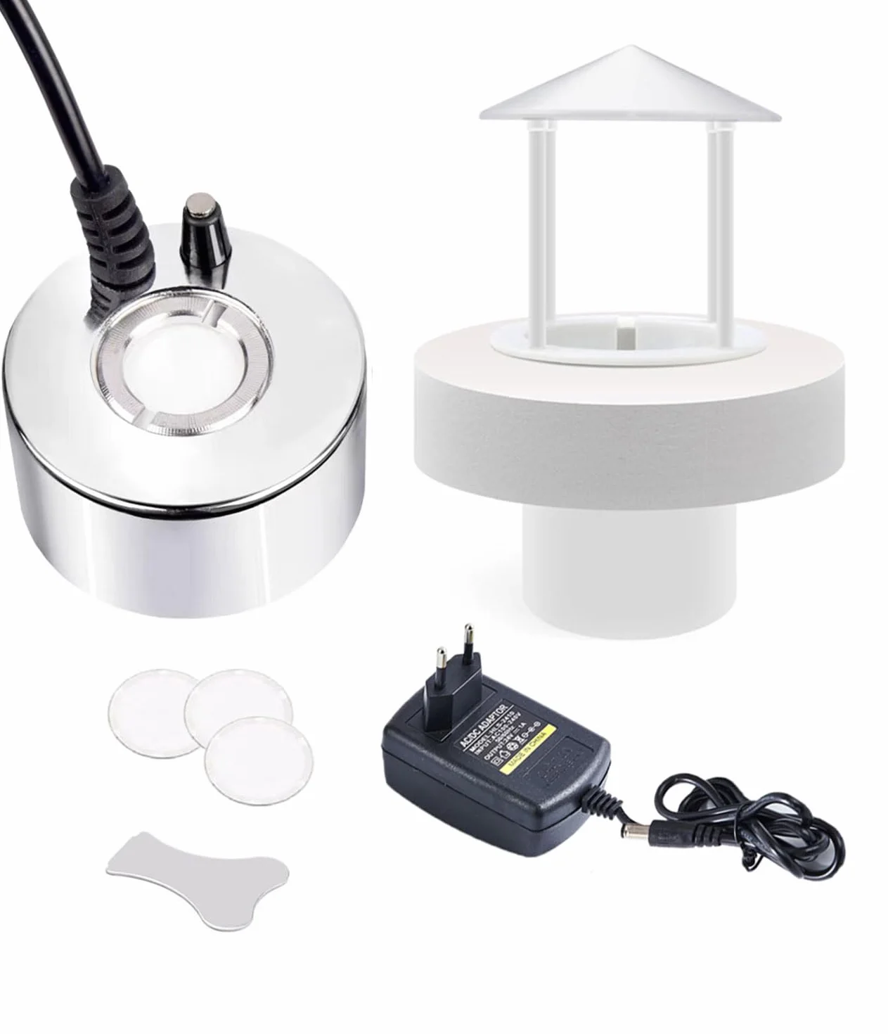KINGYEENUO Fogger Brume à ultrasons 350 ml/H avec Splash Guard, Float et 3 disques de rechange