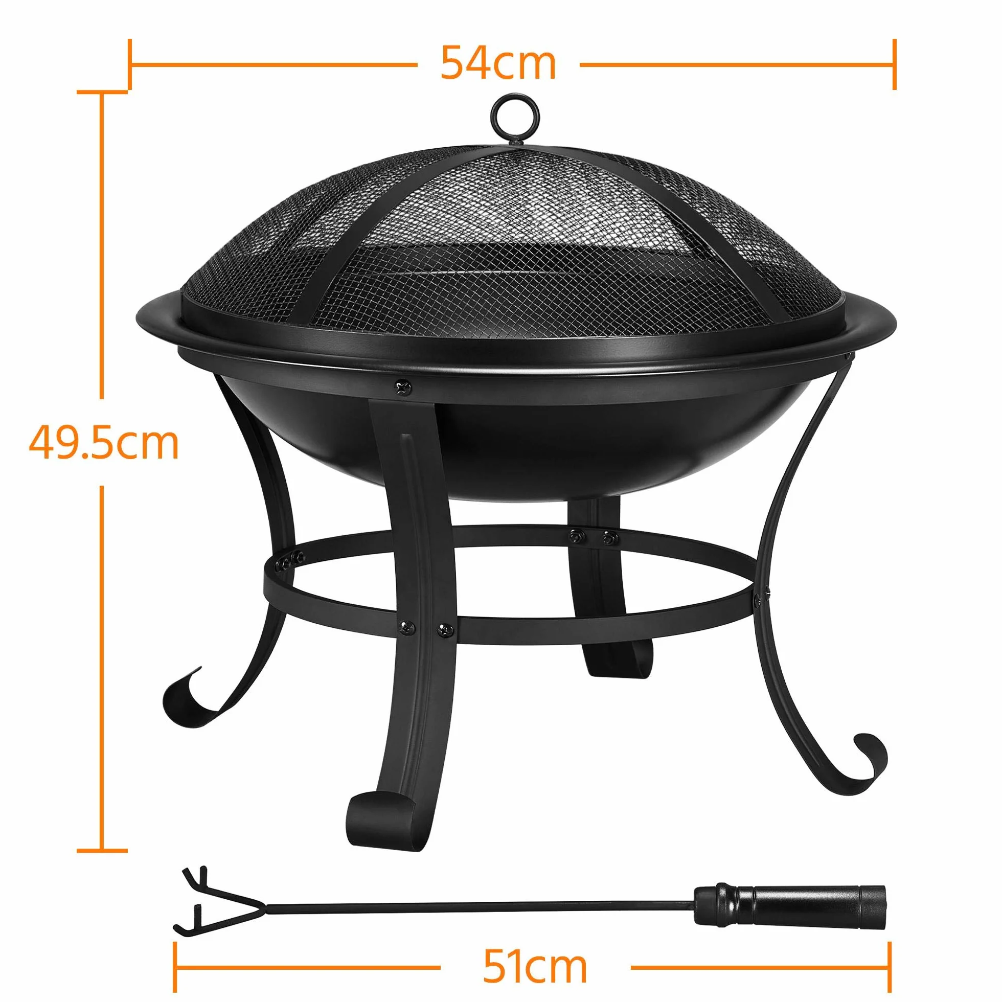 Yaheetech Brasero Exterieur Jardin Fer 54x54x50cm Noir