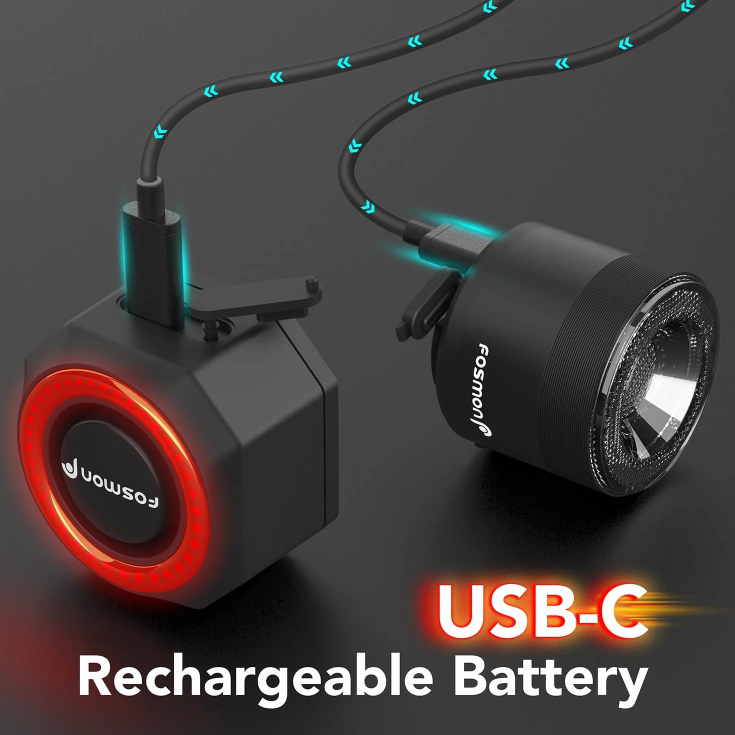 Fosmon – Alarme et Lumière Avant et Arrière pour Vélo et Trottinette avec Télécommande - Alarme Antivol 110 DB – Lampe Velo Avant et Arriere - pour Bicyclette Électrique, Moto, Trottinette Electrique