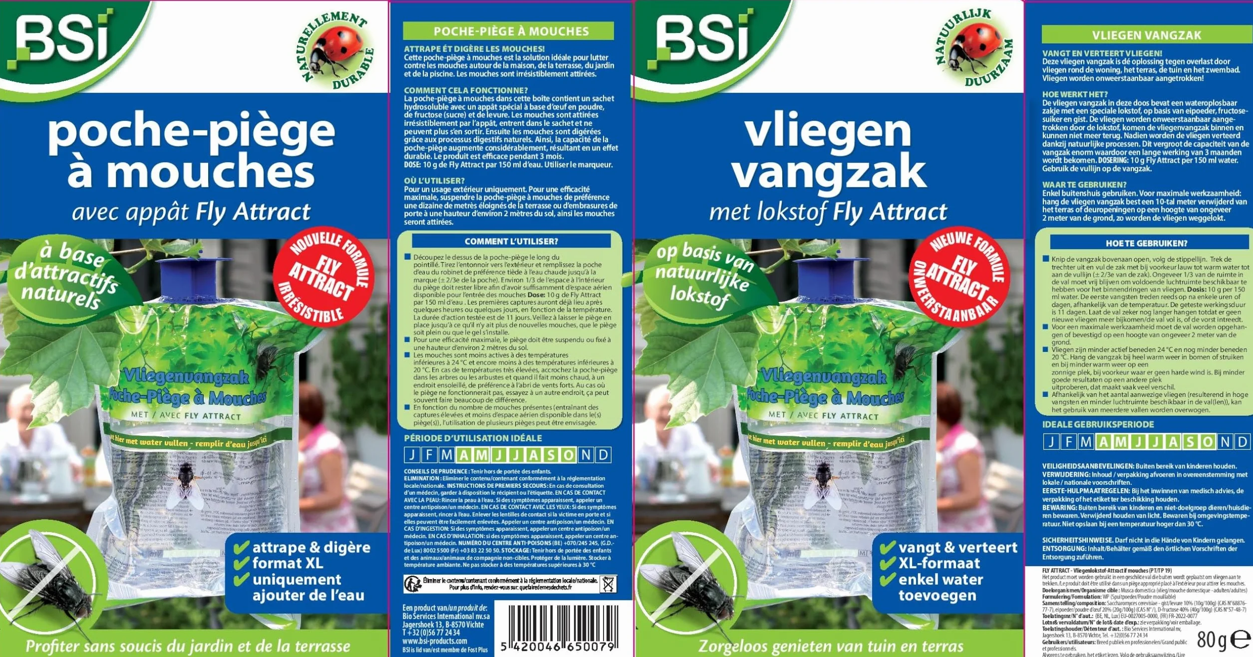 Poche Piège A Mouches Avec Appât Pour Extérieur - Attrape Jusqu'à 40 000 Insectes - Plastique Vert/Bleu