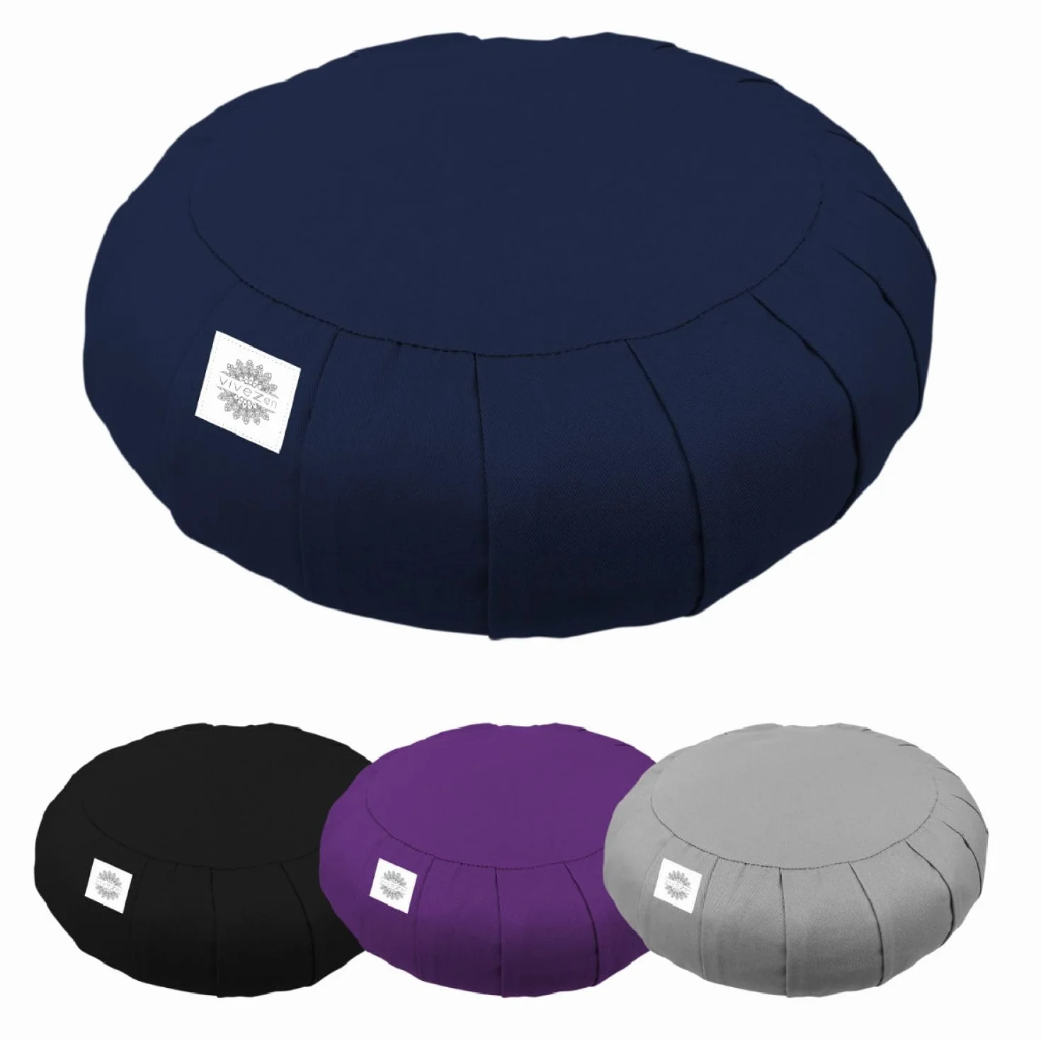 Vivezen - Pouf, zafu, coussin de méditation, yoga - Rond - 38 x 38 x 13 cm - Plusieurs coloris