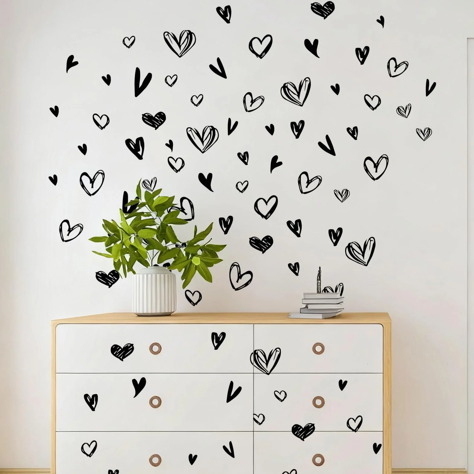 Stickers Muraux Noir et Blanc Amour Vinyle Mural Amovibles 29x90cm
