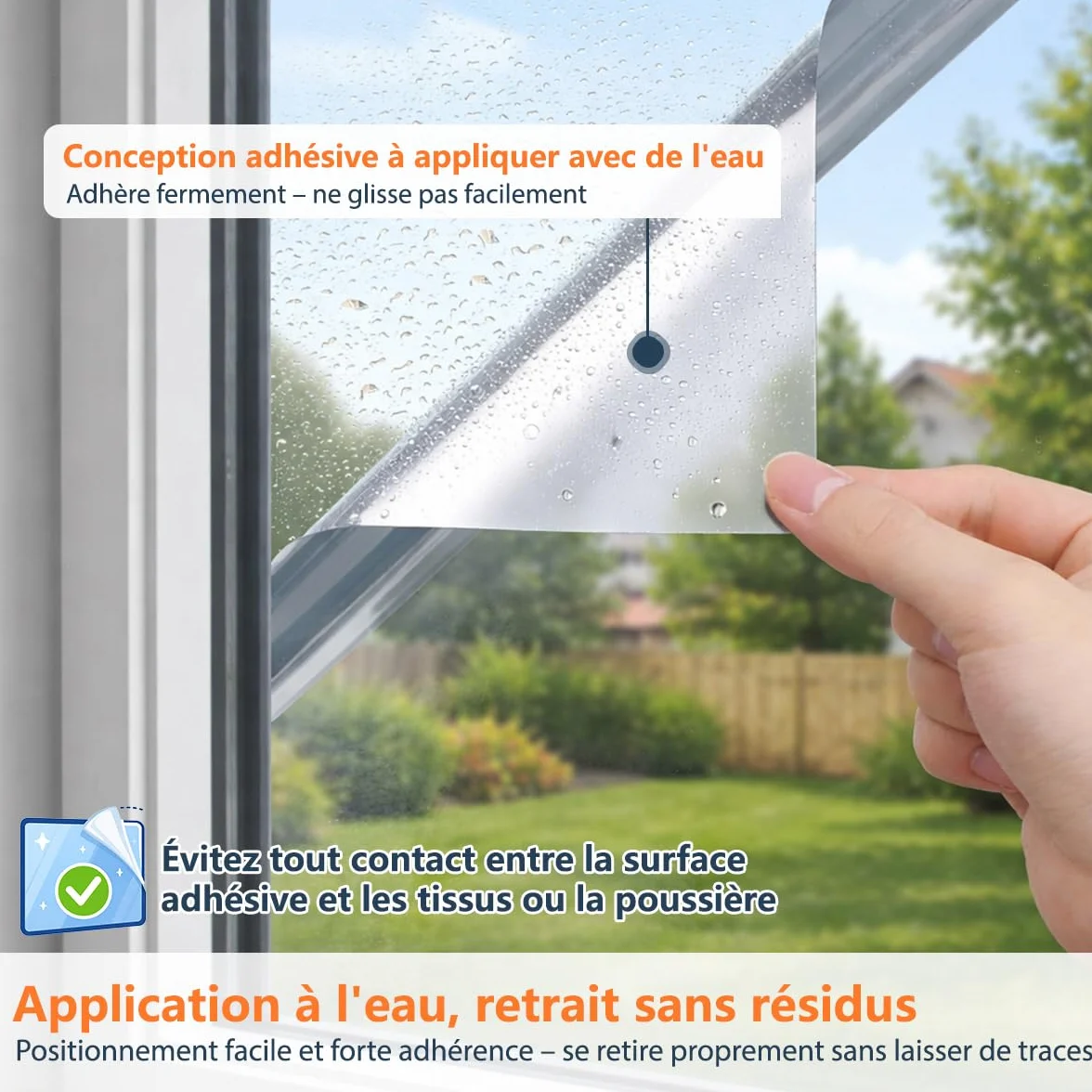 Film Fenetre Anti Regard Anti Chaleur Effet Miroir Anti UV Kit Pose Protection Vie Privée Soleil Maison Bureau Balcon Magasin 44.5x120cm 2 Rouleaux