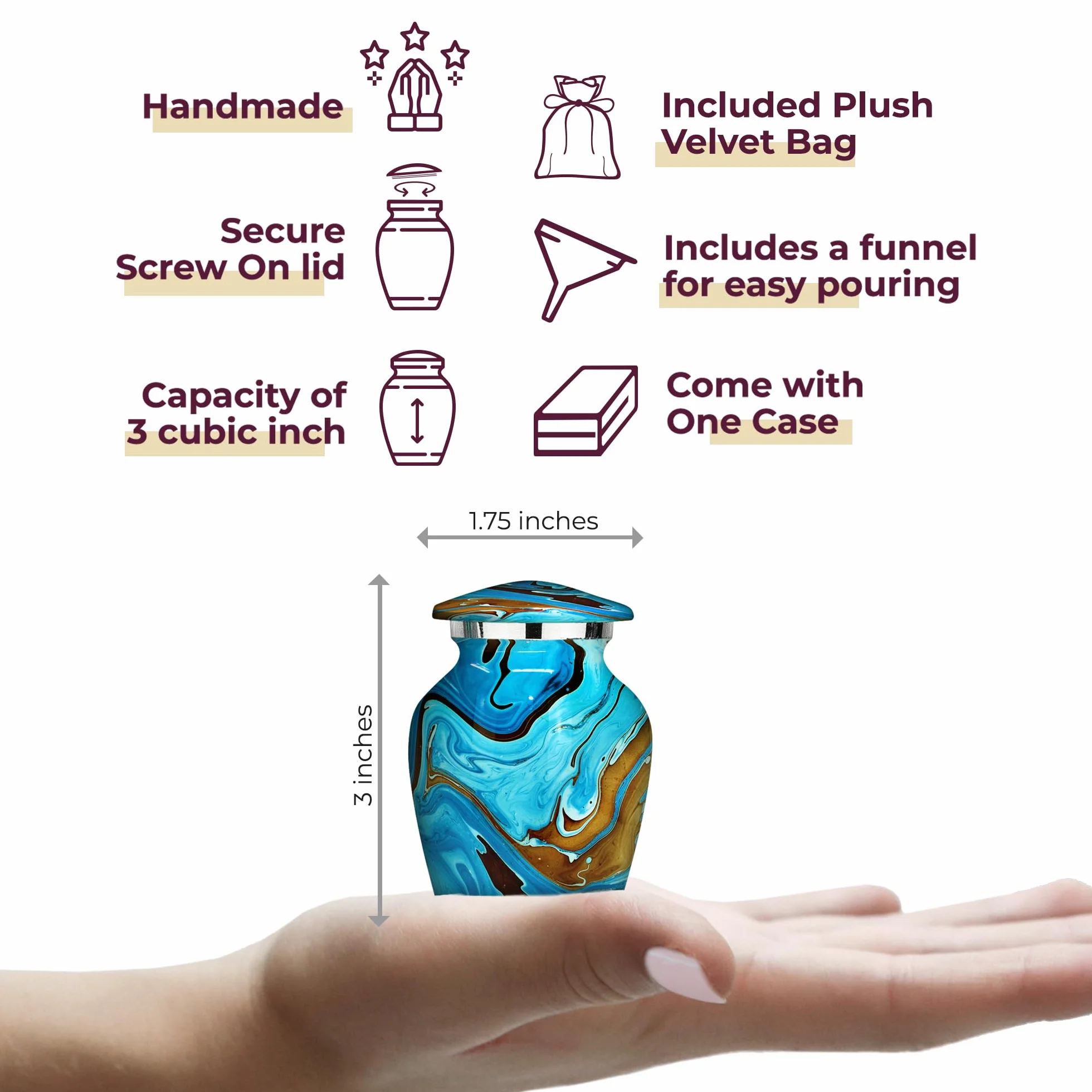 Trupoint Memorials Small Urns for Human Ashes Keepsake, Camouflage Hunters Decorative Mini Cremation Urn, Blue