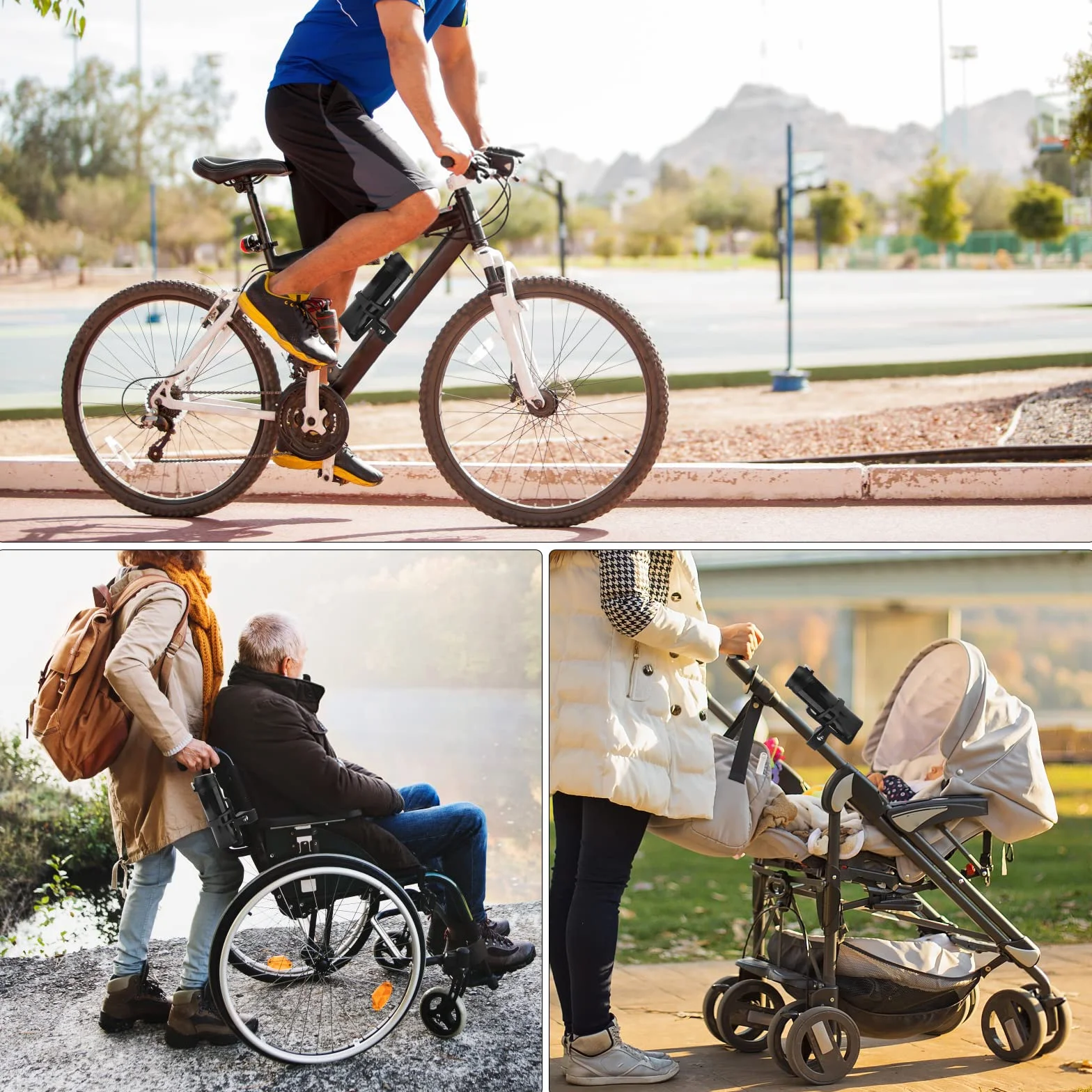 Porte-bouteille pour vélo, super léger, en forme de bouteille, compatible diamètre de tube 1,5 à 4,2 cm, VTT et vélo de route