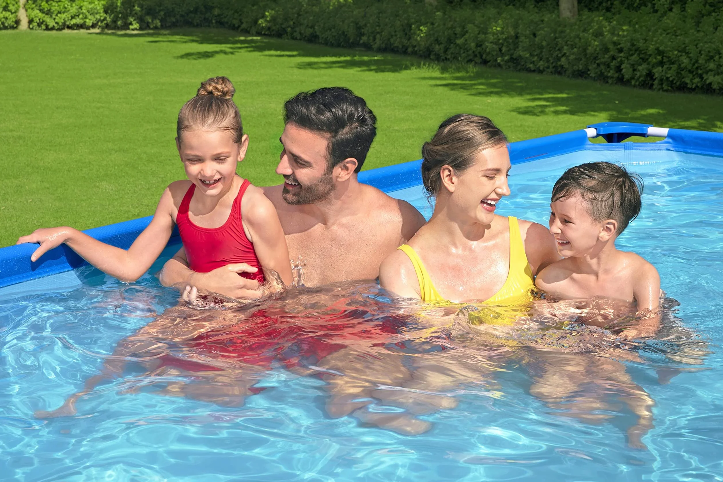 Bestway Steel Pro Piscine rectangulaire enfant cadre acier pompe filtrante 400 x 211 x 81 cm Bleu