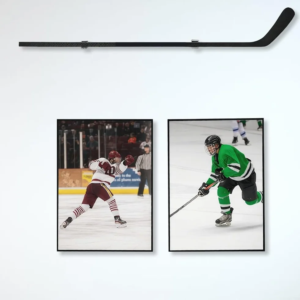 Paire de supports muraux en acrylique pour baguettes de hockey avec rembourrage de protection (0303-2)