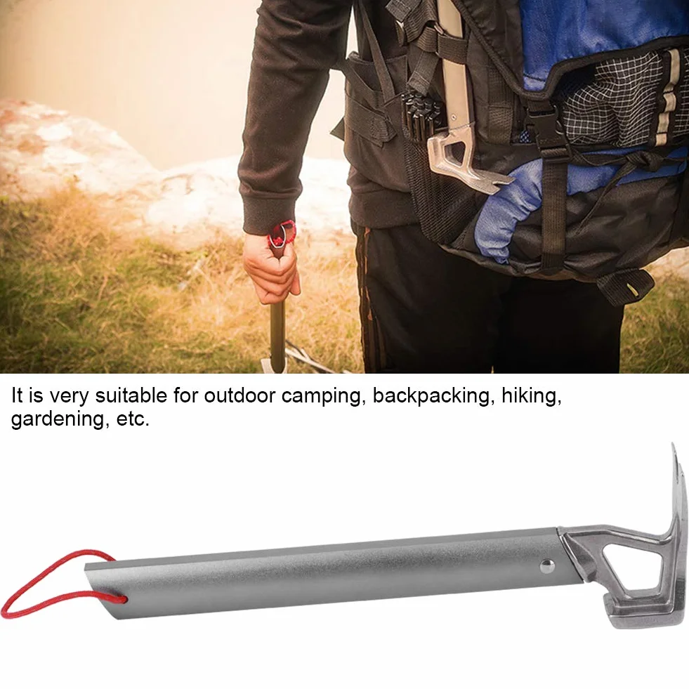 Keenso Piquet de tente et marteau de camping multifonction en acier inoxydable pour extérieur