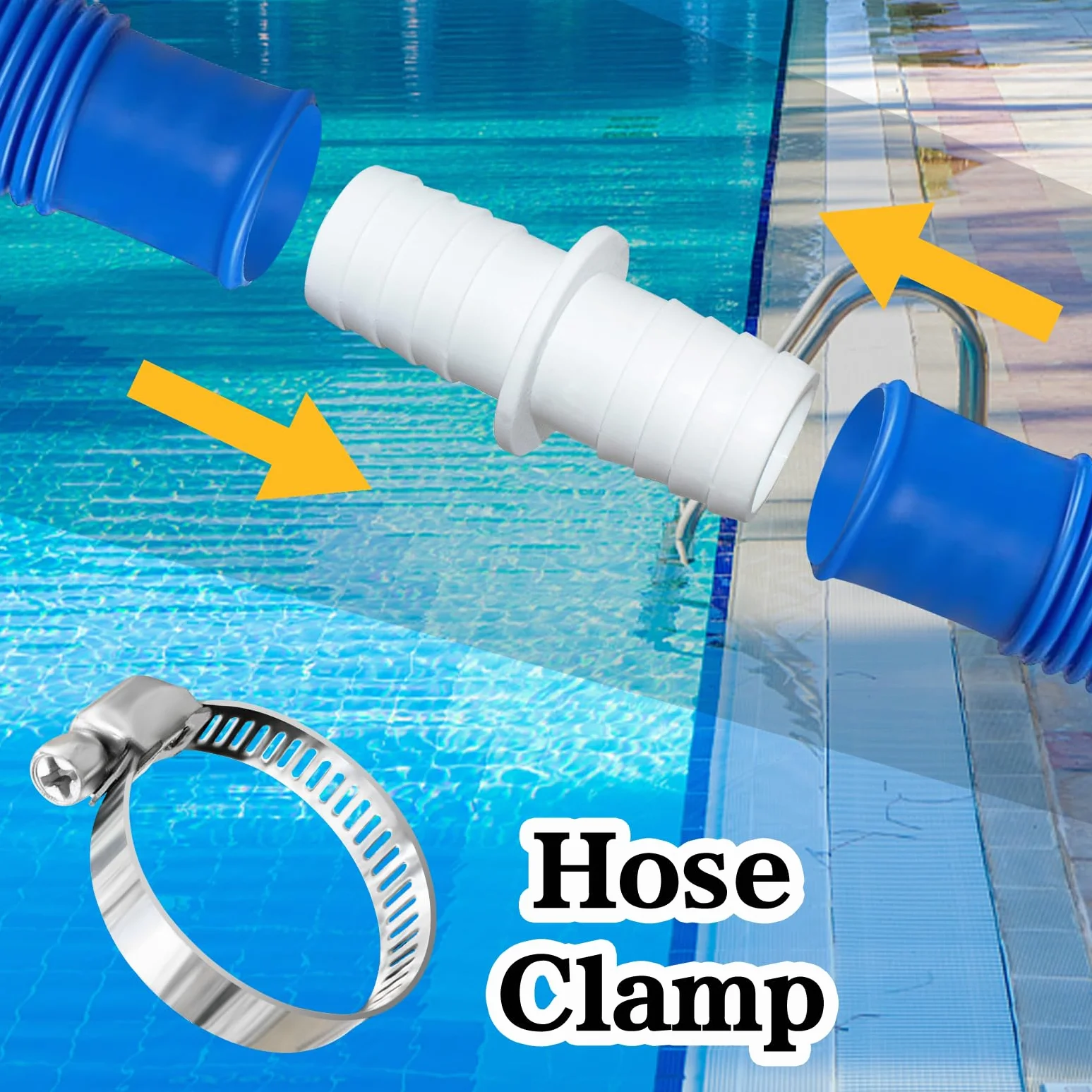 Raccords de tuyau 32 mm Lot de 4 avec 8 colliers de serrage Adaptateur double pour piscine