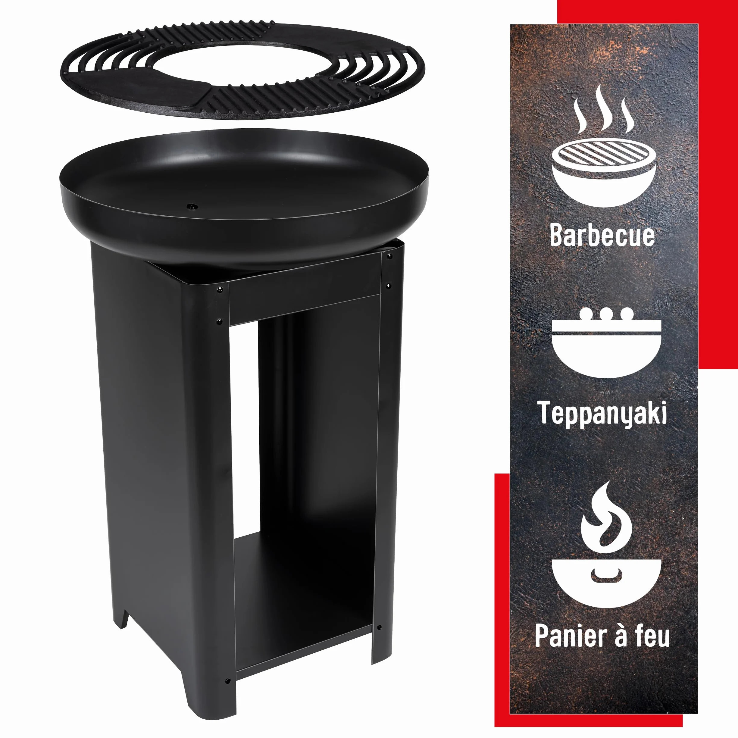 BBQ Collection Brasero et Plancha Barbecue Japonais 61 x 90 cm Grille Teppanyaki Métal