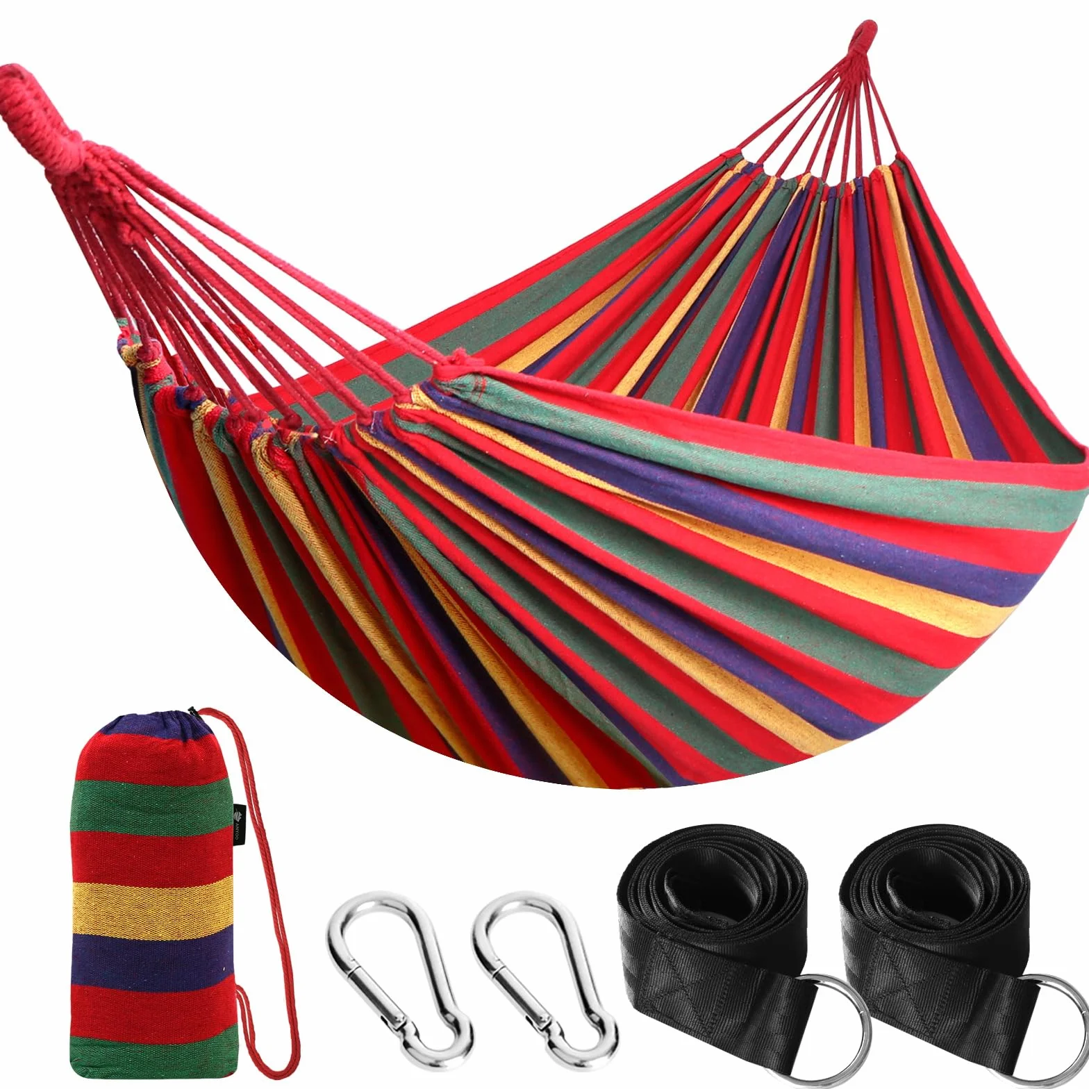 Anyoo Hamac d'extérieur Camping Portable en Toile Léger avec Sangles Arbres Sac de Transport Jardin Balcon Patio Plage Randonnée