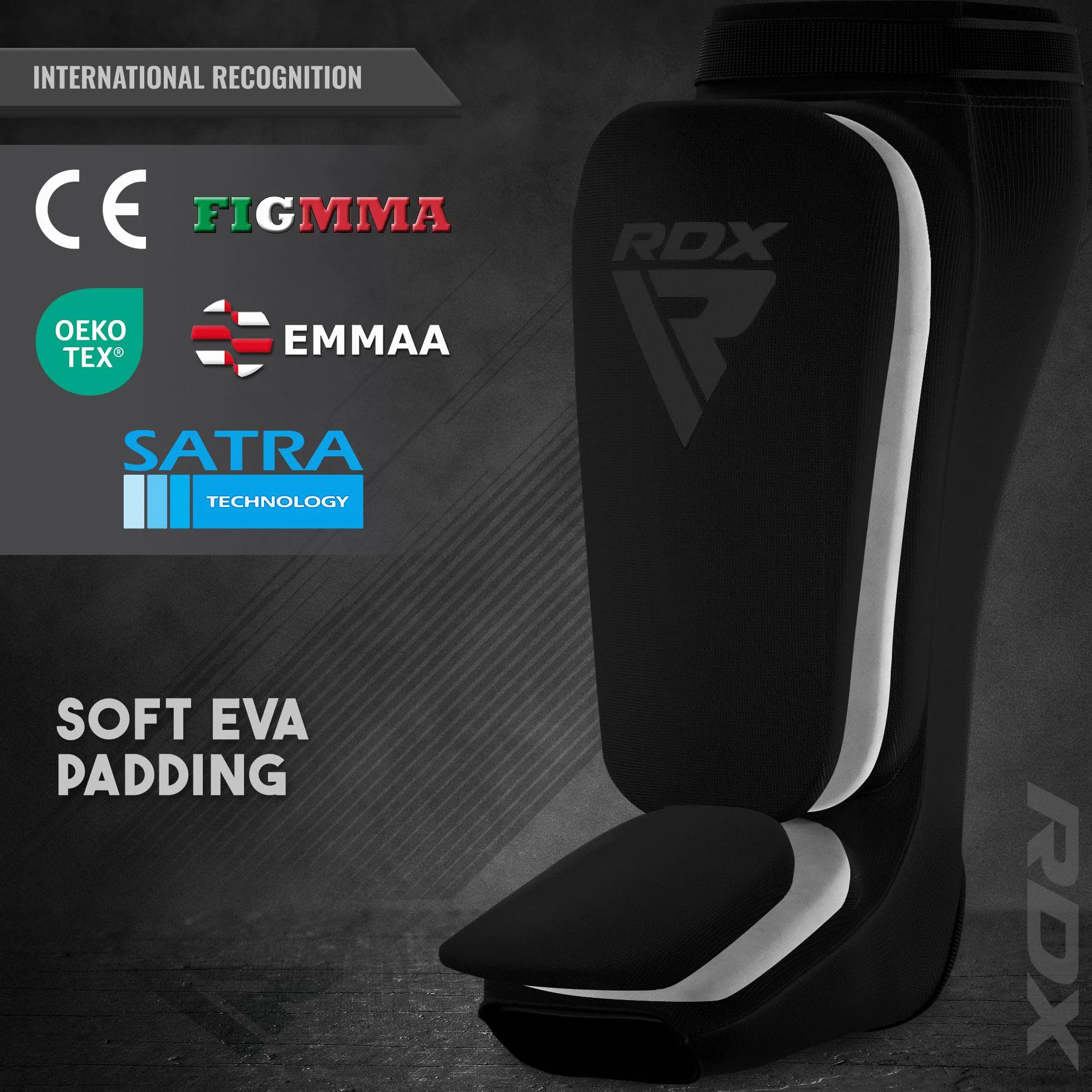 RDX Protège Tibias pour Kickboxing Muay Thai D’entraînement, MMA Jambe Tibia Protection, Approuvé par SATRA, Shin Instep Guard pour Boxe Taekwondo Martiaux Art Sparring BJJ Karate, Homme Femme