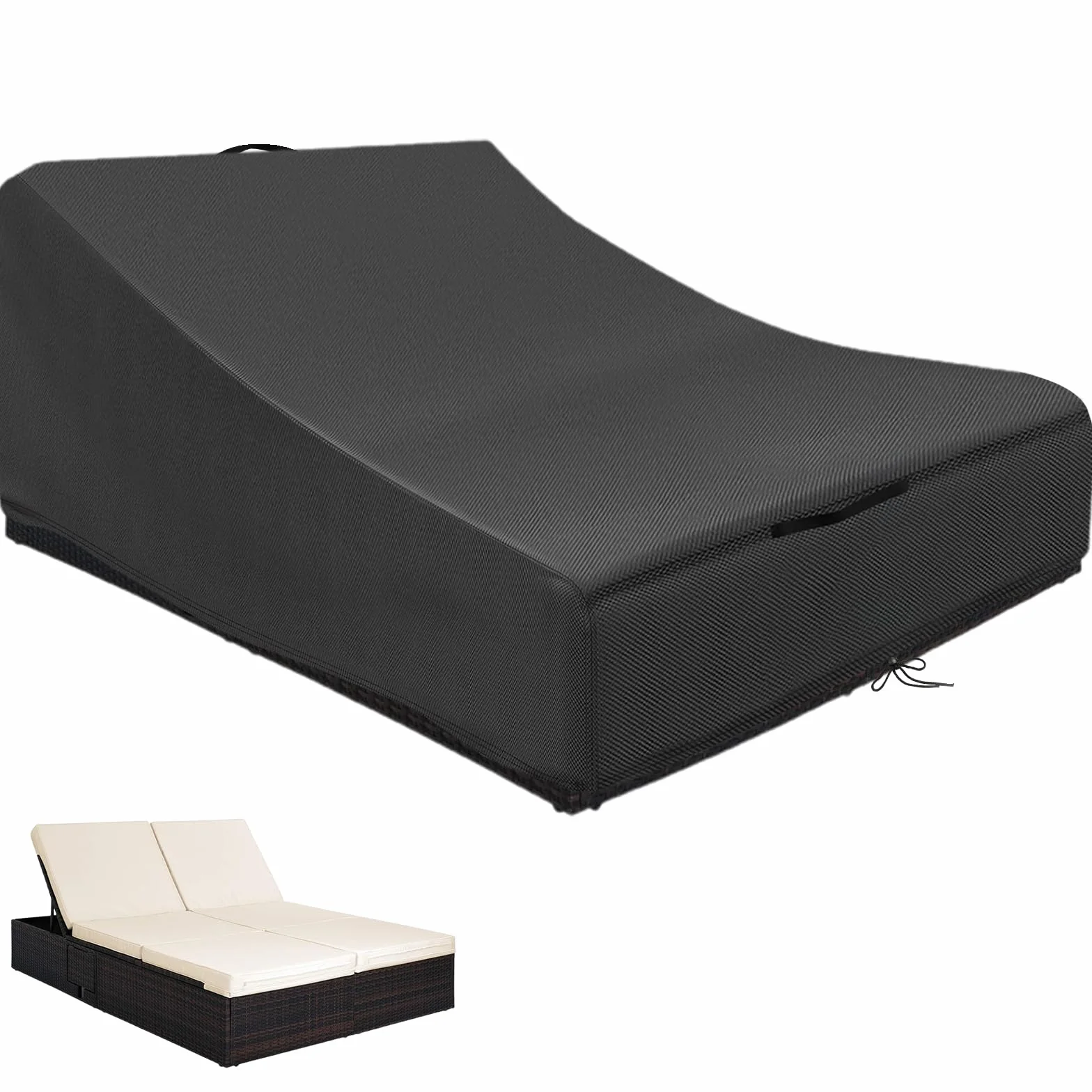 Housse Double Chaise Longue Extérieur Imperméable Tissu Oxford 420D 210x160x40/90cm Noir