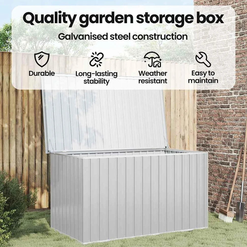 vidaXL Boîte de Rangement Jardin Coffre Stockage Extérieur Gris