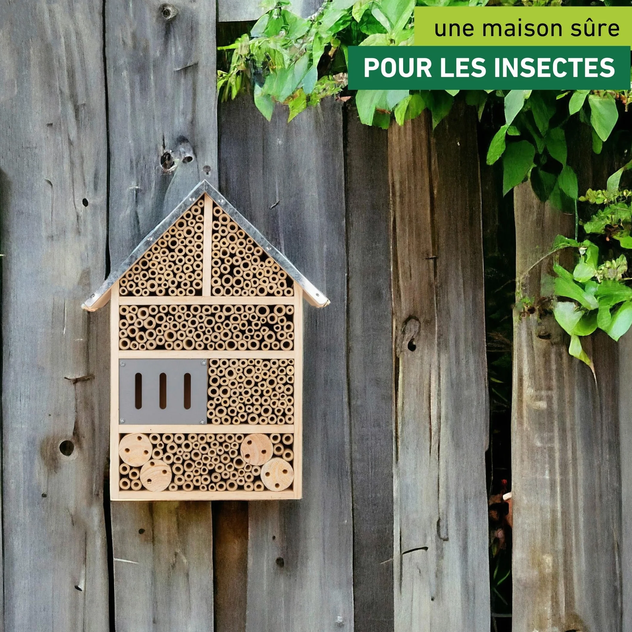 Windhager Hôtel à Insectes Colony Bois et Bambou - Abris pour Abeilles, Papillons, Coccinelles