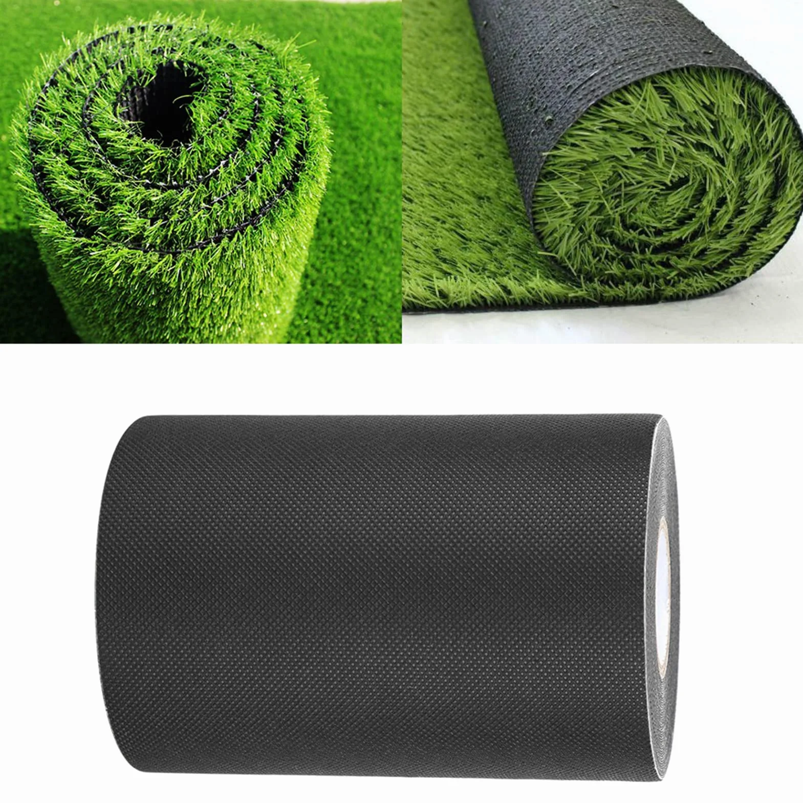 Bande Adhésive pour Gazon Synthétique 15 cm x 10 m, Auto-Adhésive, Résistante aux UV, Noire