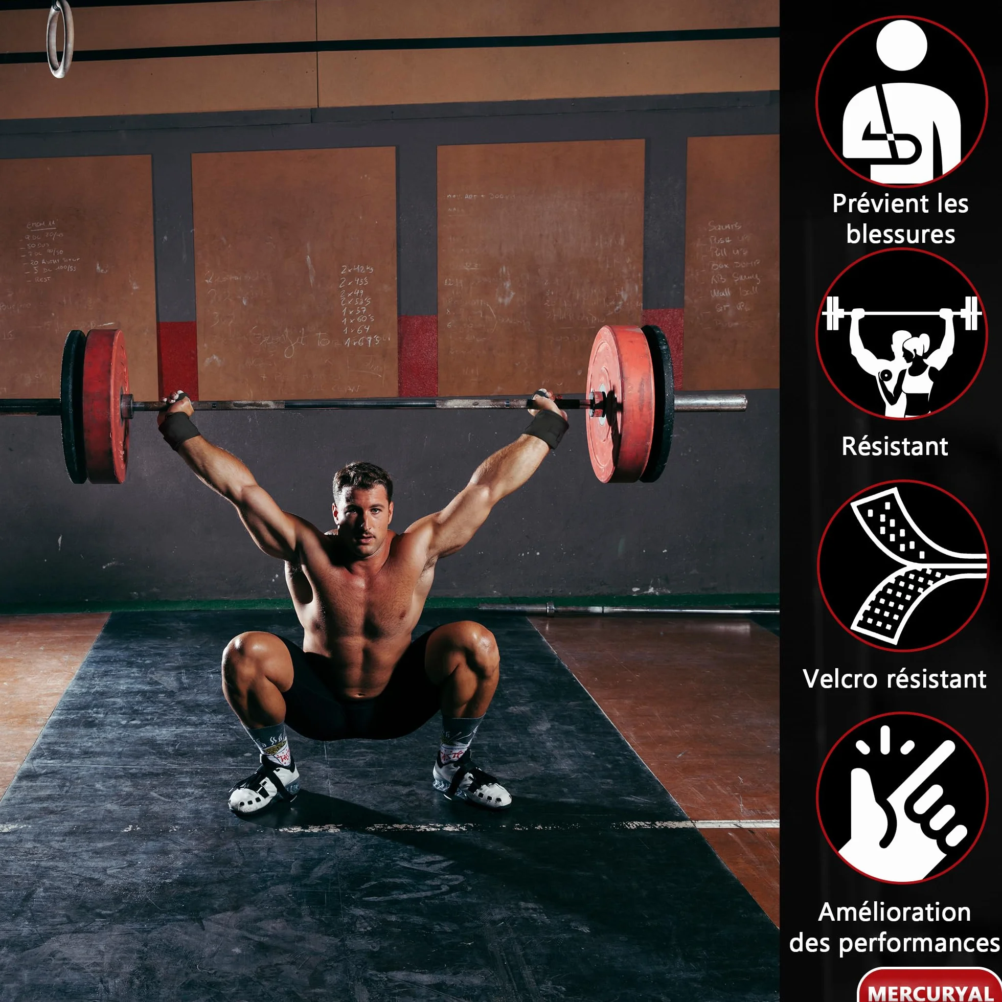 MERCURYAL Bande Poignet Musculation - Poignet Musculation - Protege Poignet Musculation - Sangle Poignet Musculation - Poignet de Forcé - Crossfit, Wrist Wraps pour Femmes et Hommes