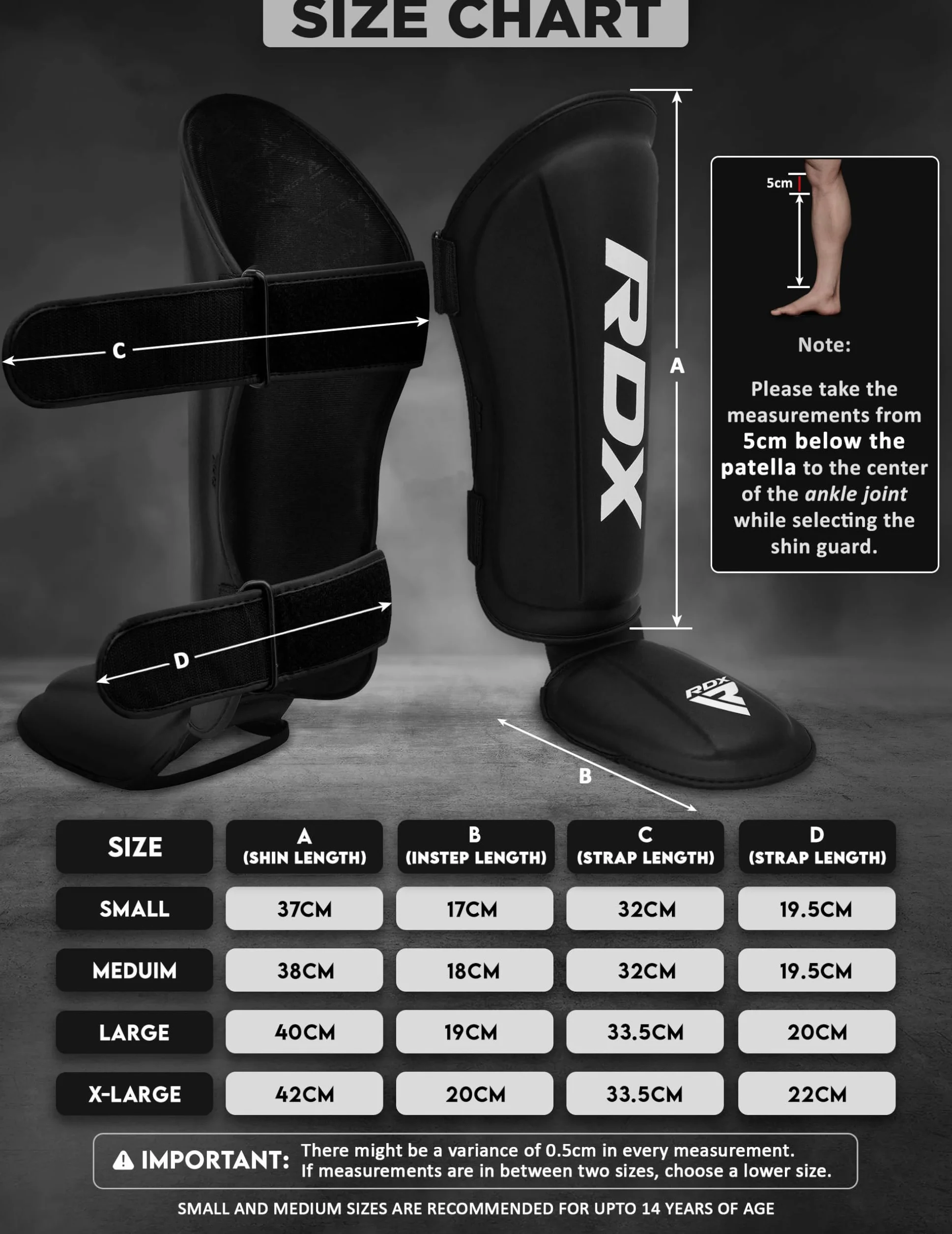 RDX Protège Tibia Pied Boxe, Shin Instep Guard, Maya Hide Cuir, SATRA SMMAF Approuvé, Protection pour Arts Martiaux, Karaté d’entraînement, MMA Kick Boxing Muay Thai