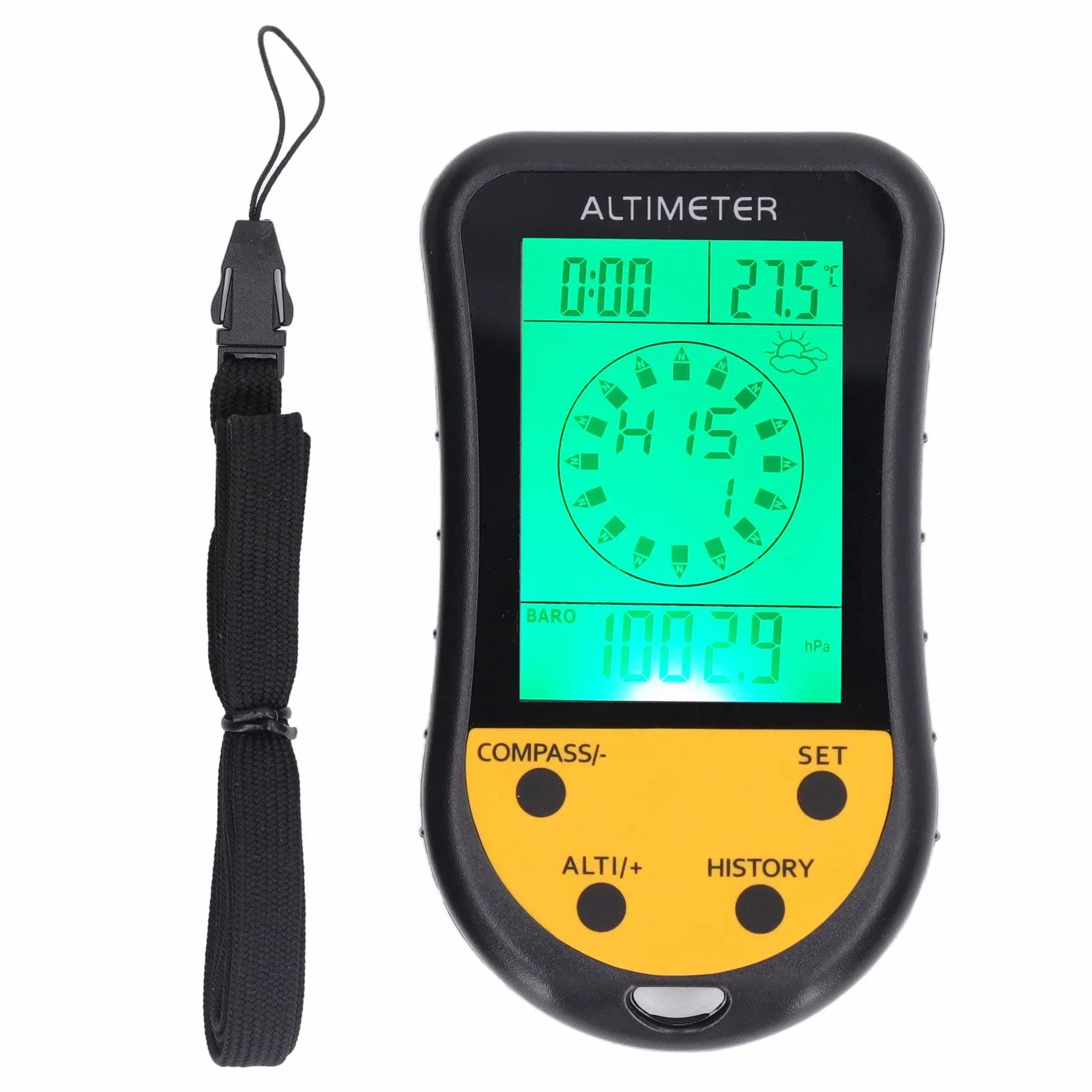 Buachois Altimètre Barométrique Numérique, 8 en 1 Extérieur Baromètre Multifonction Thermomètre Météo Portable LCD Pré-Avertissement Rappeler Boussole Altimètre Testeur de Pression