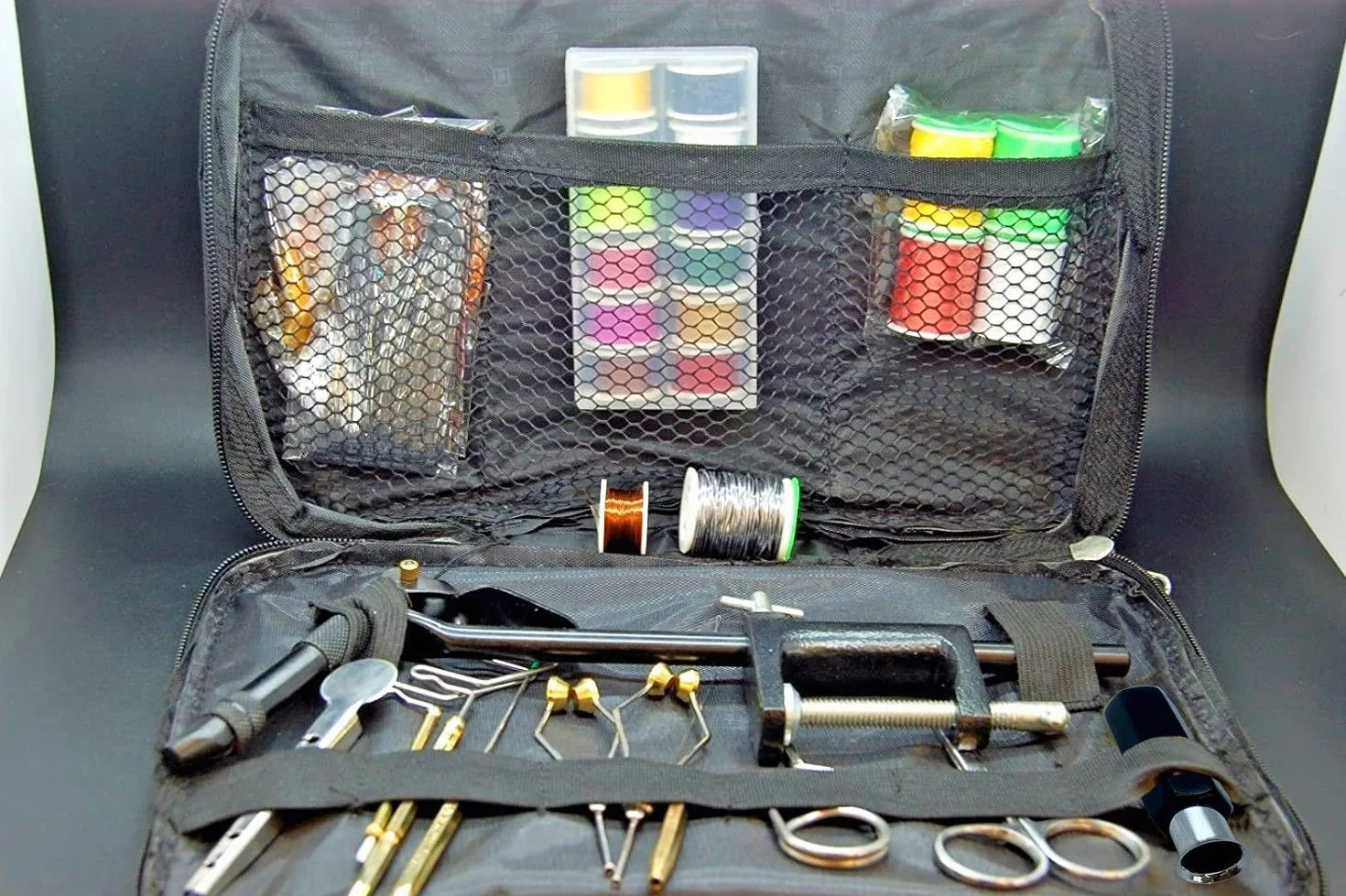 Olax Kit d'outils de fixation des mouches avec étau, fil, fil de finition, bobines, pince à hisser