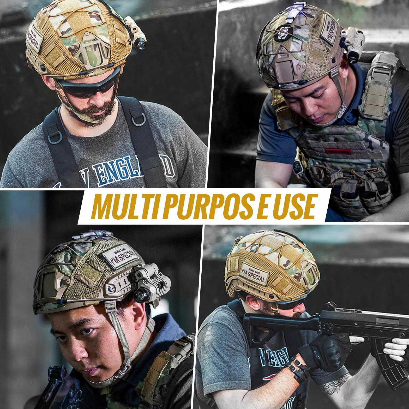 OneTigris Couvre‑Casque Tactique avec Patch Offert, Housse Camouflage pour Casque Ops‑Core PJ & OneTigris PJ T. M/L (sans Casque)