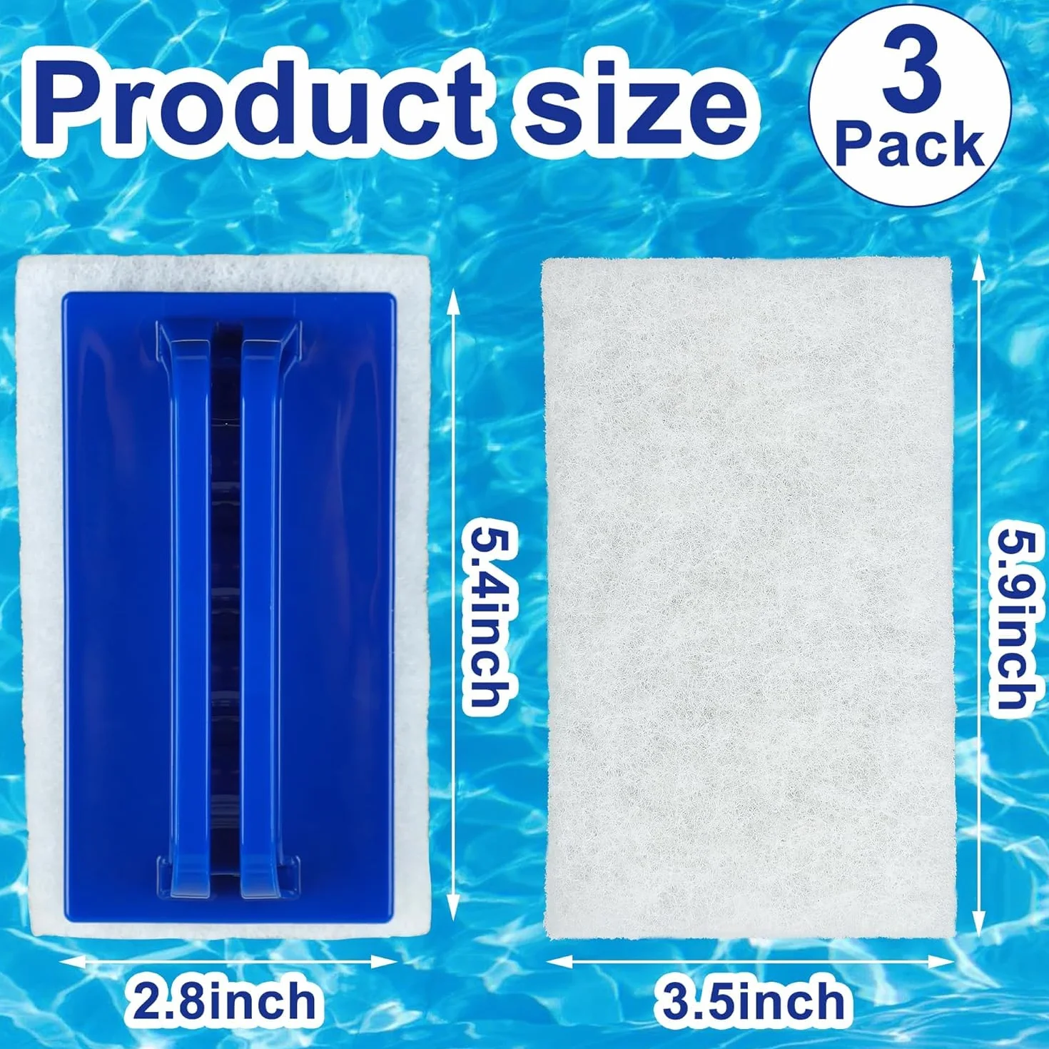 Lot de 3 brosses en éponge multifonction pour piscine avec manche