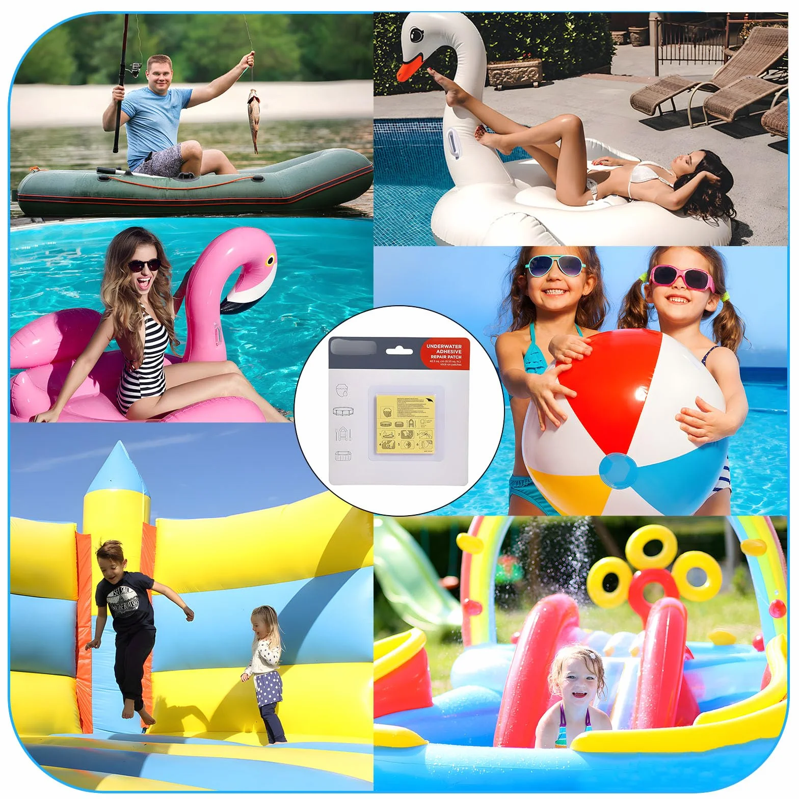 30 Pièces Kit de Réparation pour Matelas Gonflable, Rustine Piscine 6.5x6.5 cm