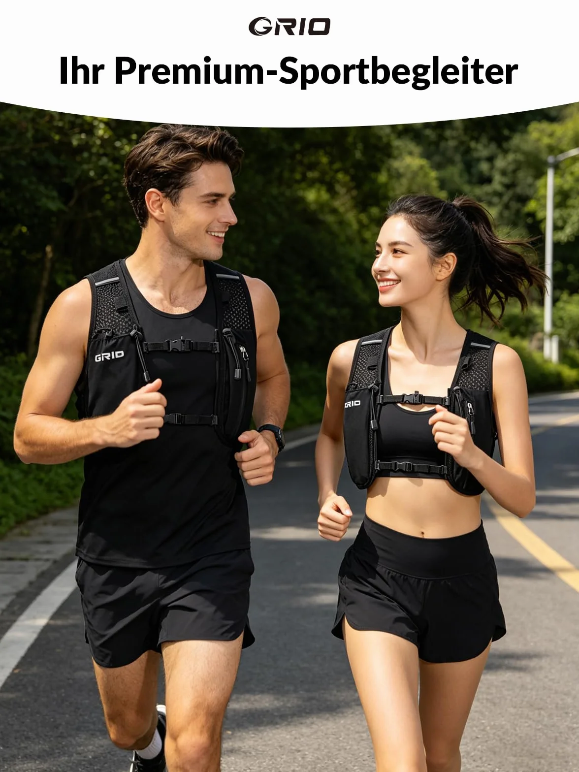Gilet d’Hydratation 1.5L GRIO - Sac à Dos de Course Léger et Respirant pour Homme et Femme - Idéal pour Trail, Marathon, Vélo - Stable et Confortable